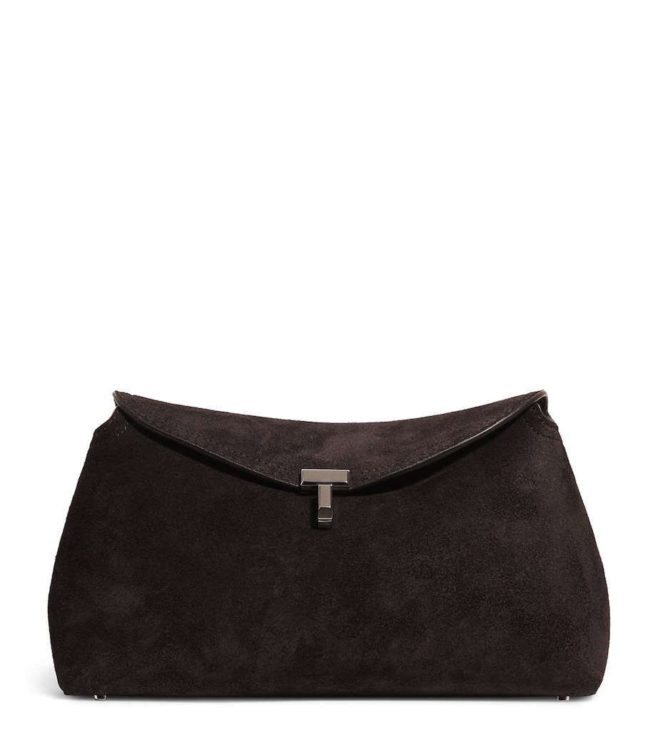Suede T-Lock Clutch Bag 040 ESPRESSO Image 1