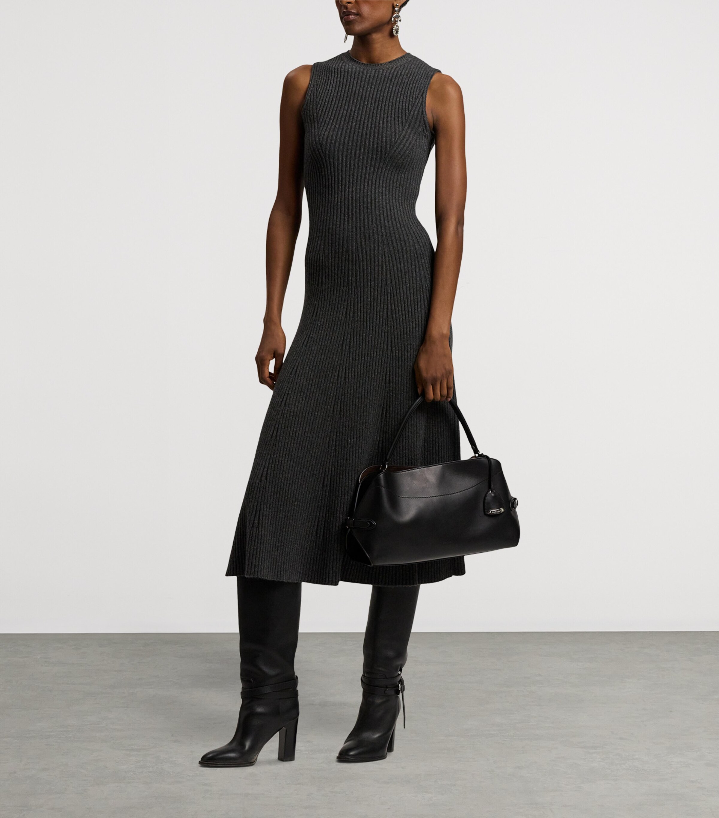 Leather Ralph Shoulder Bag BLACK Image 8