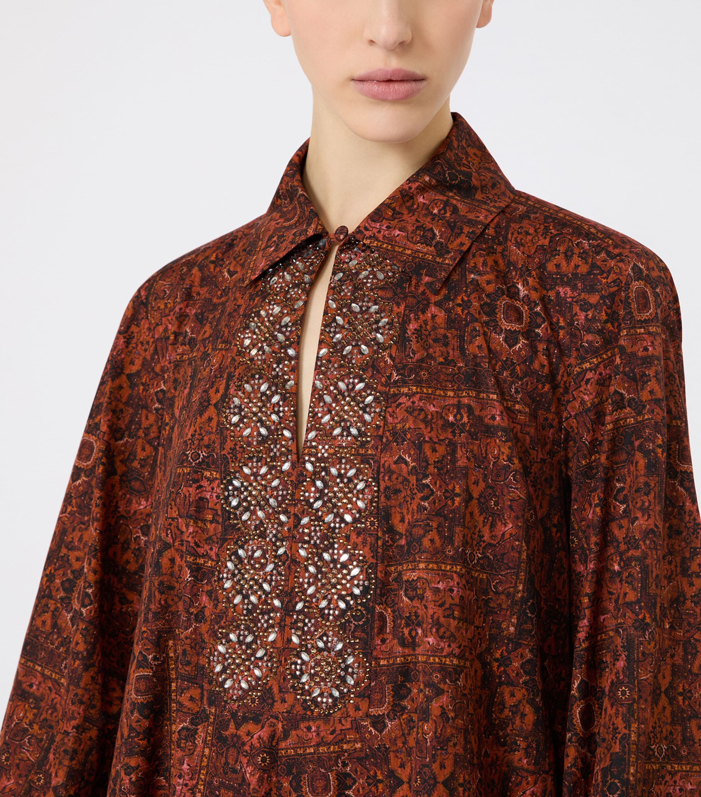 Cotton Printed Kaftan Maxi Dress CARAMEL Image 4