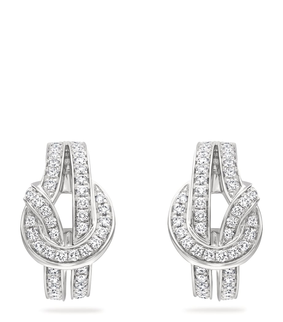 White Gold and Diamond The Knot Earrings SILVER Image 1