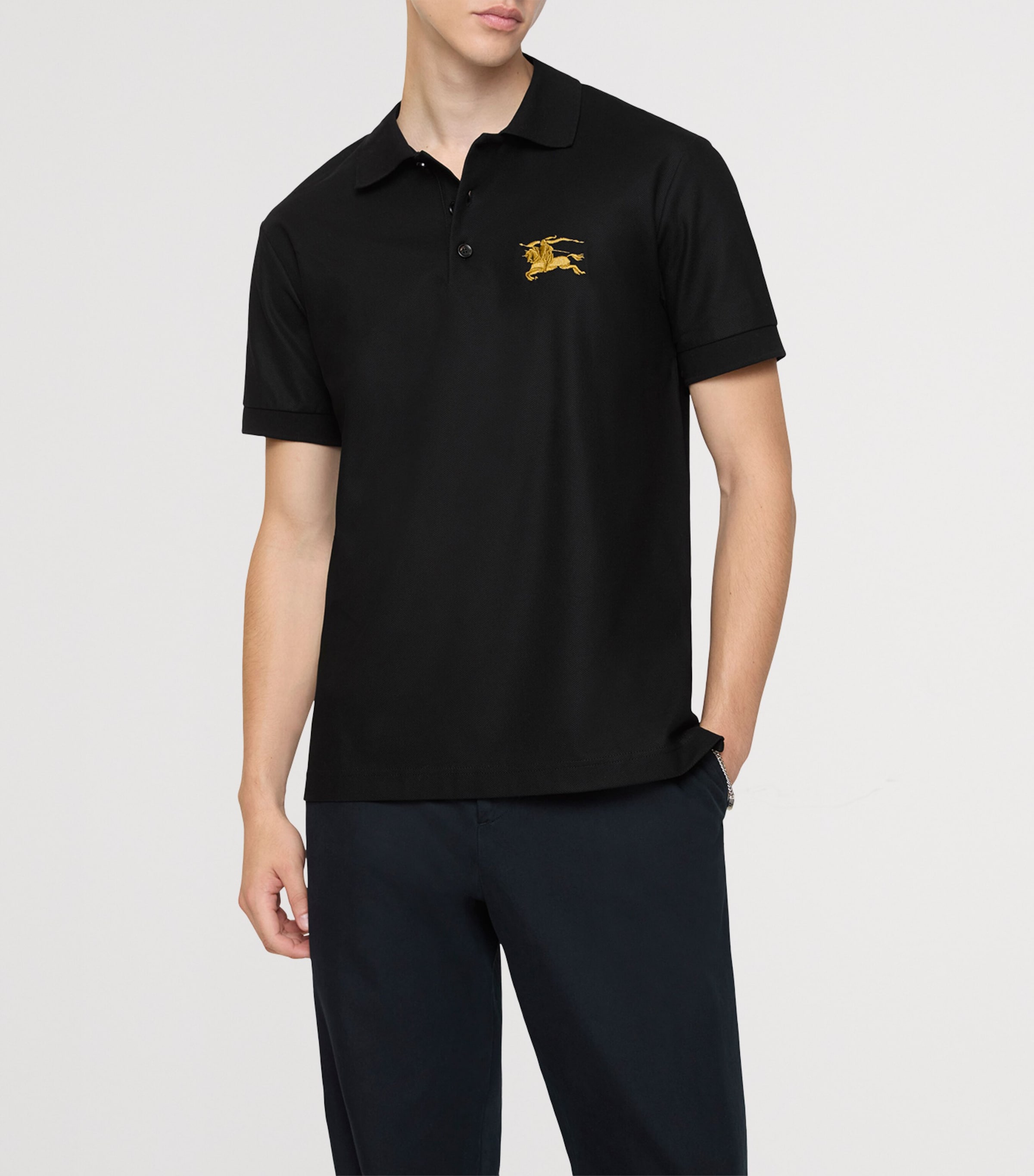Cotton Metallic EKD Slim Polo Shirt BLACK Image 2