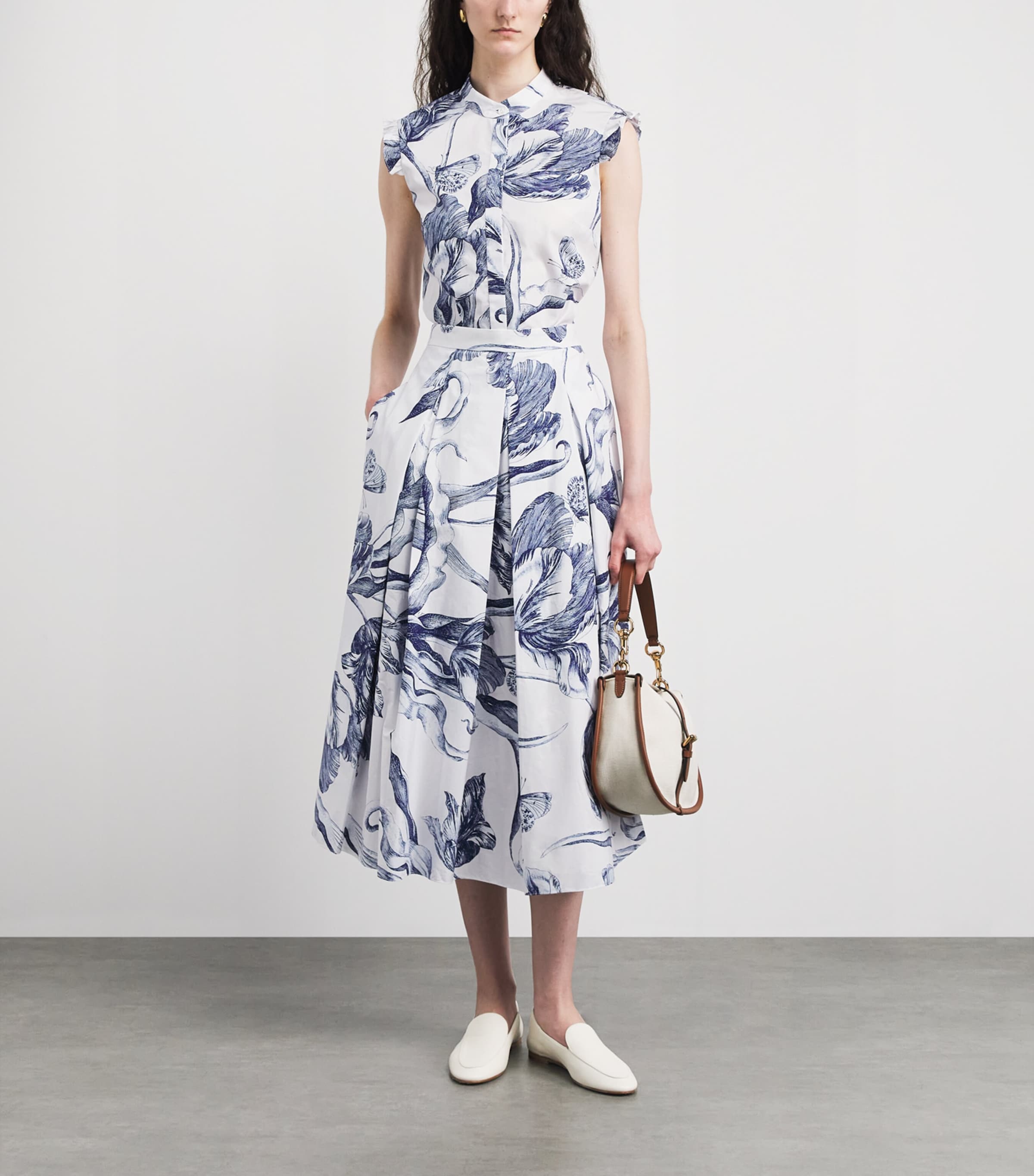 Erdem Womens Organic Cotton Sleeveless Floral Blouse Btnical Engrve Ivry Image 2