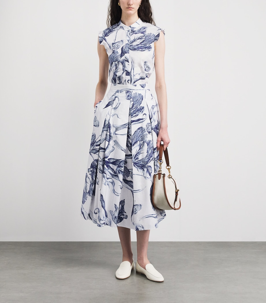 Erdem Womens Organic Cotton Sleeveless Floral Blouse Btnical Engrve Ivry Image 2