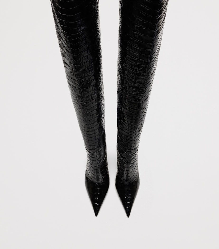 TOM FORD Croc-Embossed Leather Over-The-Knee Boots 105 Naa Image 4