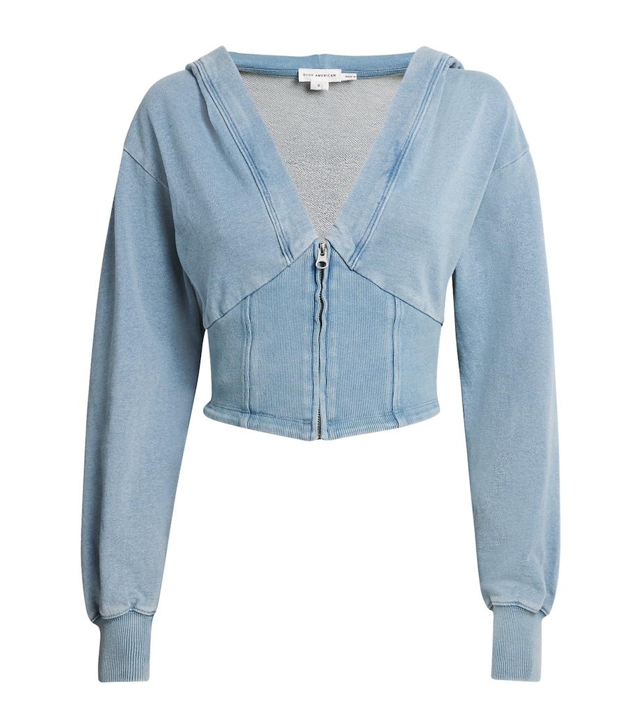 Cotton Jeanius Zip-Up Cropped Hoodie INDIGO1157 Image 1