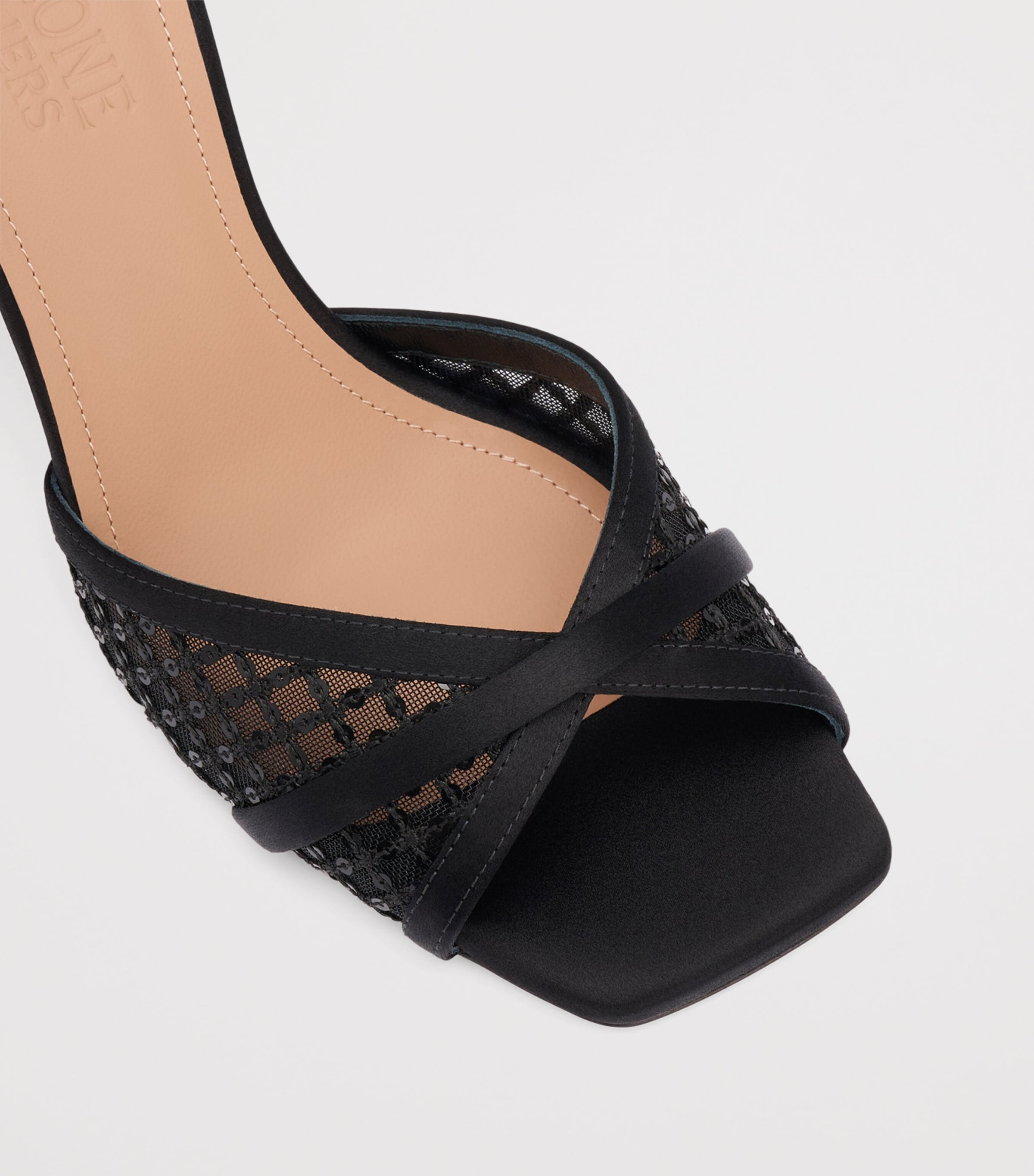 Malone Souliers Sequin Mesh Perla Heeled Sandals 70 Black Image 5