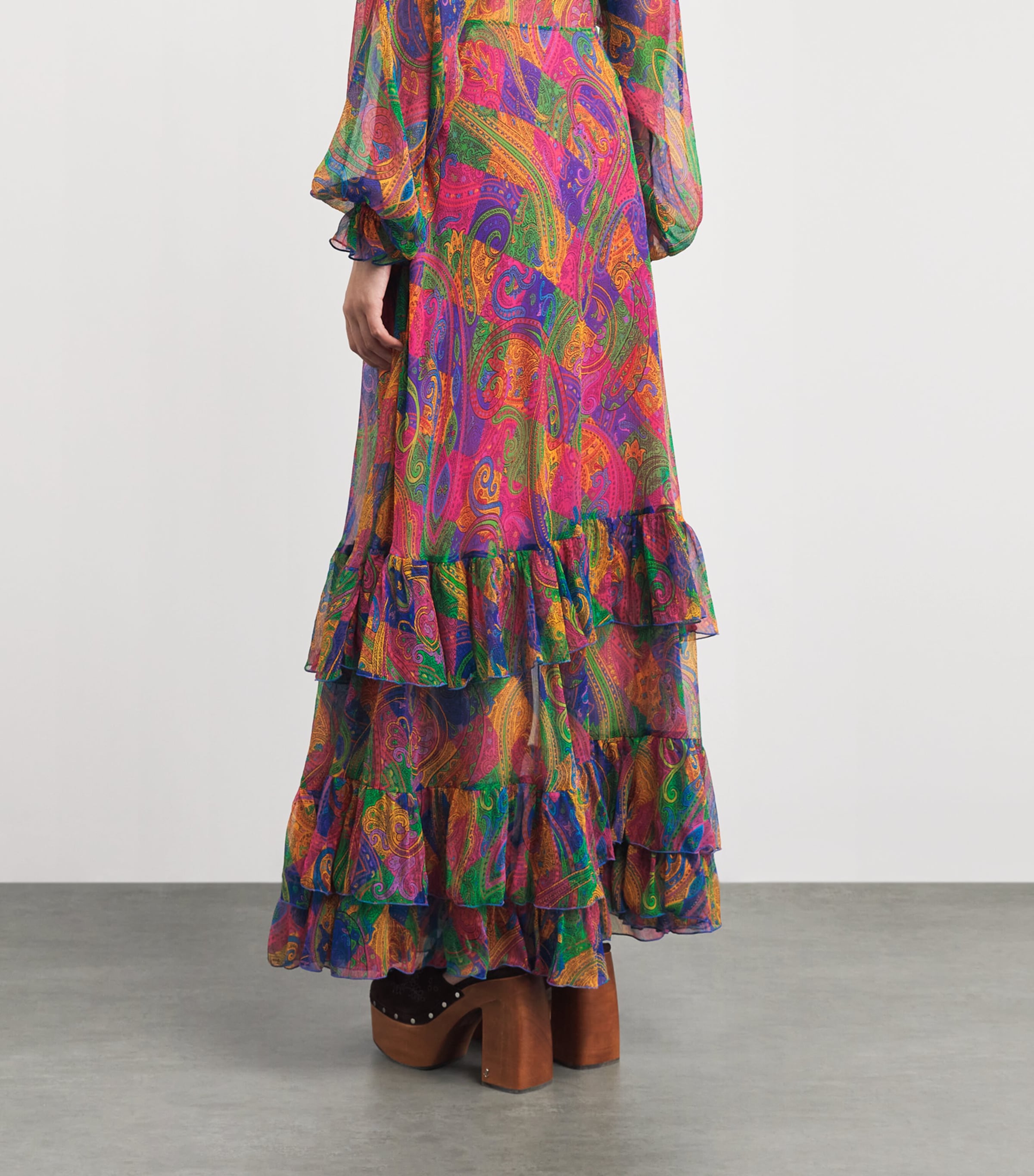 Silk Geometric Paisley-Motif Midi Skirt X0854 Image 4