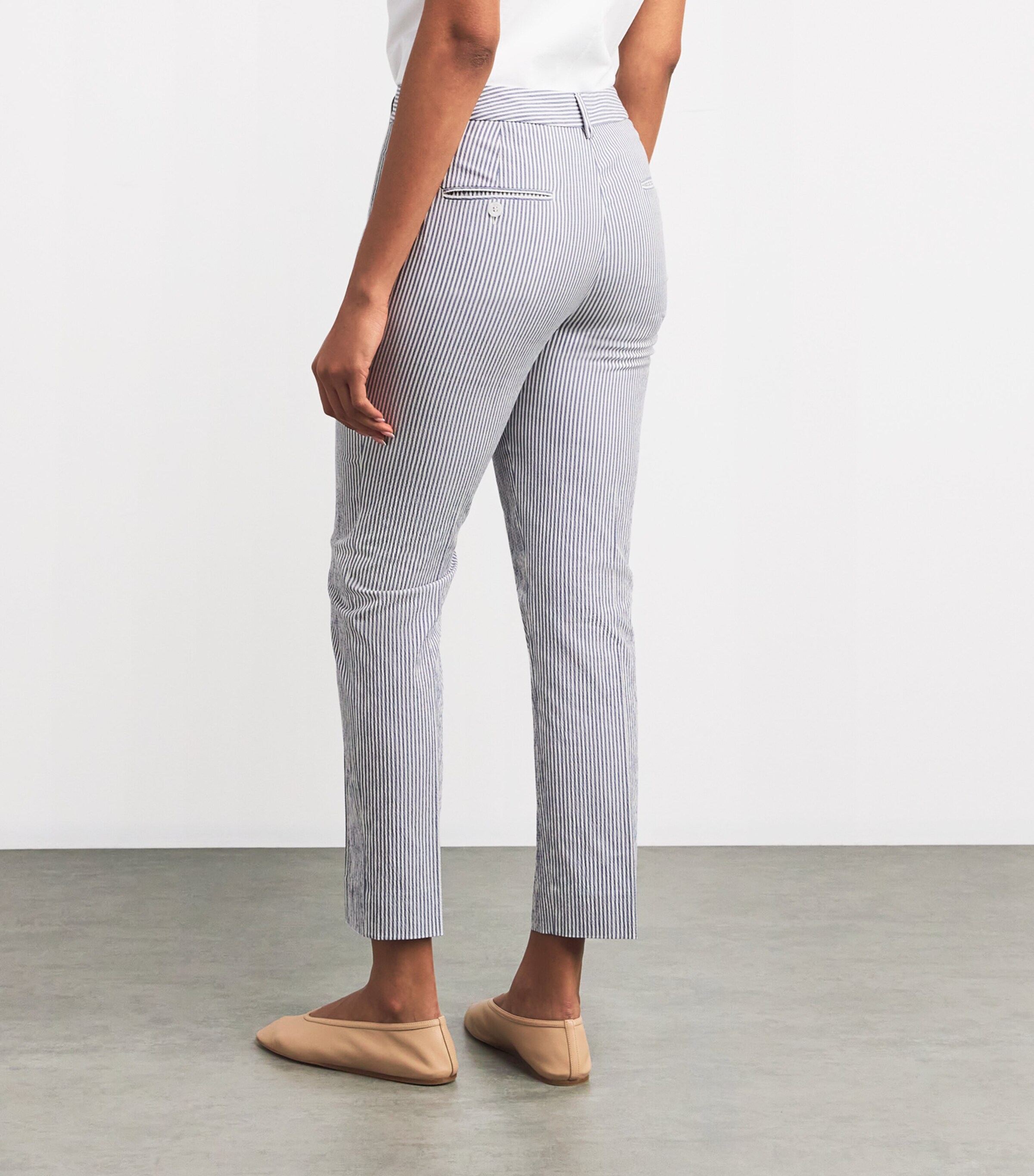 Weekend Max Mara Womens Striped Slim Tailored Trousers Navy Image 4