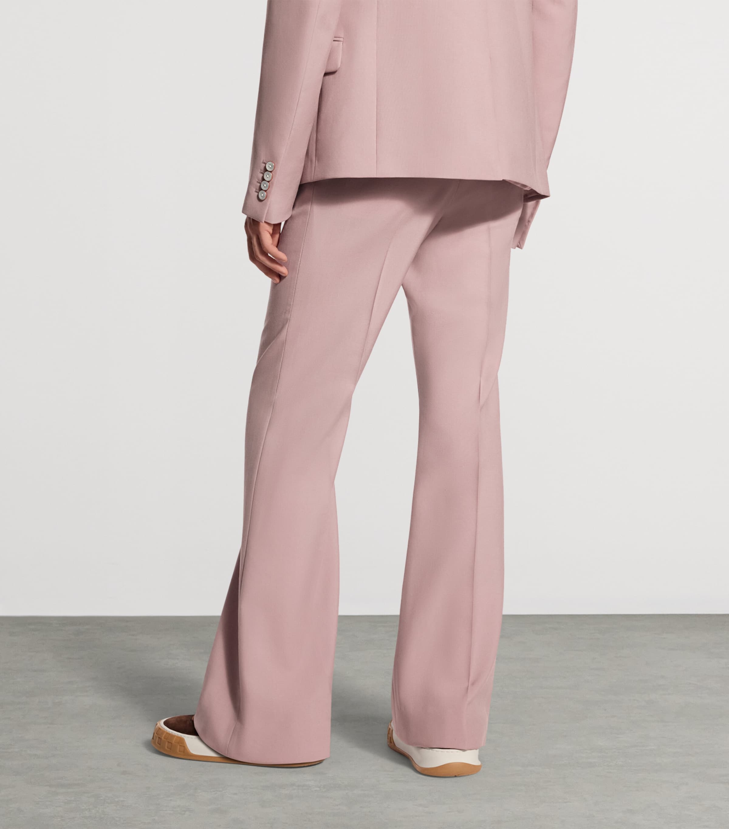 LOUIS VUITTON Mens Wool Bootleg Flared Trousers Dusty Pink Image 4
