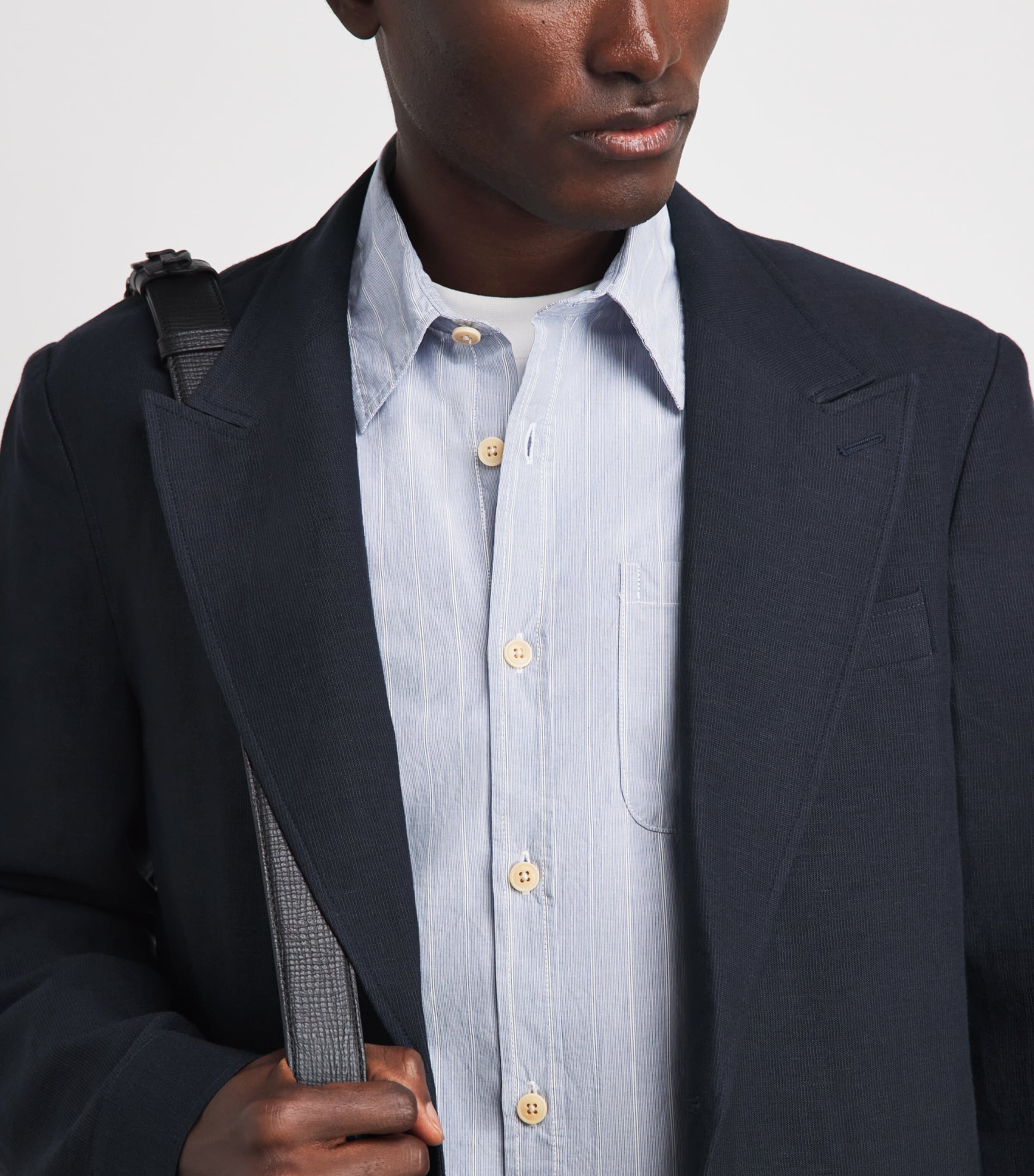 Oliver Spencer Mens Cotton Stripe New York Special Shirt Blue Image 3