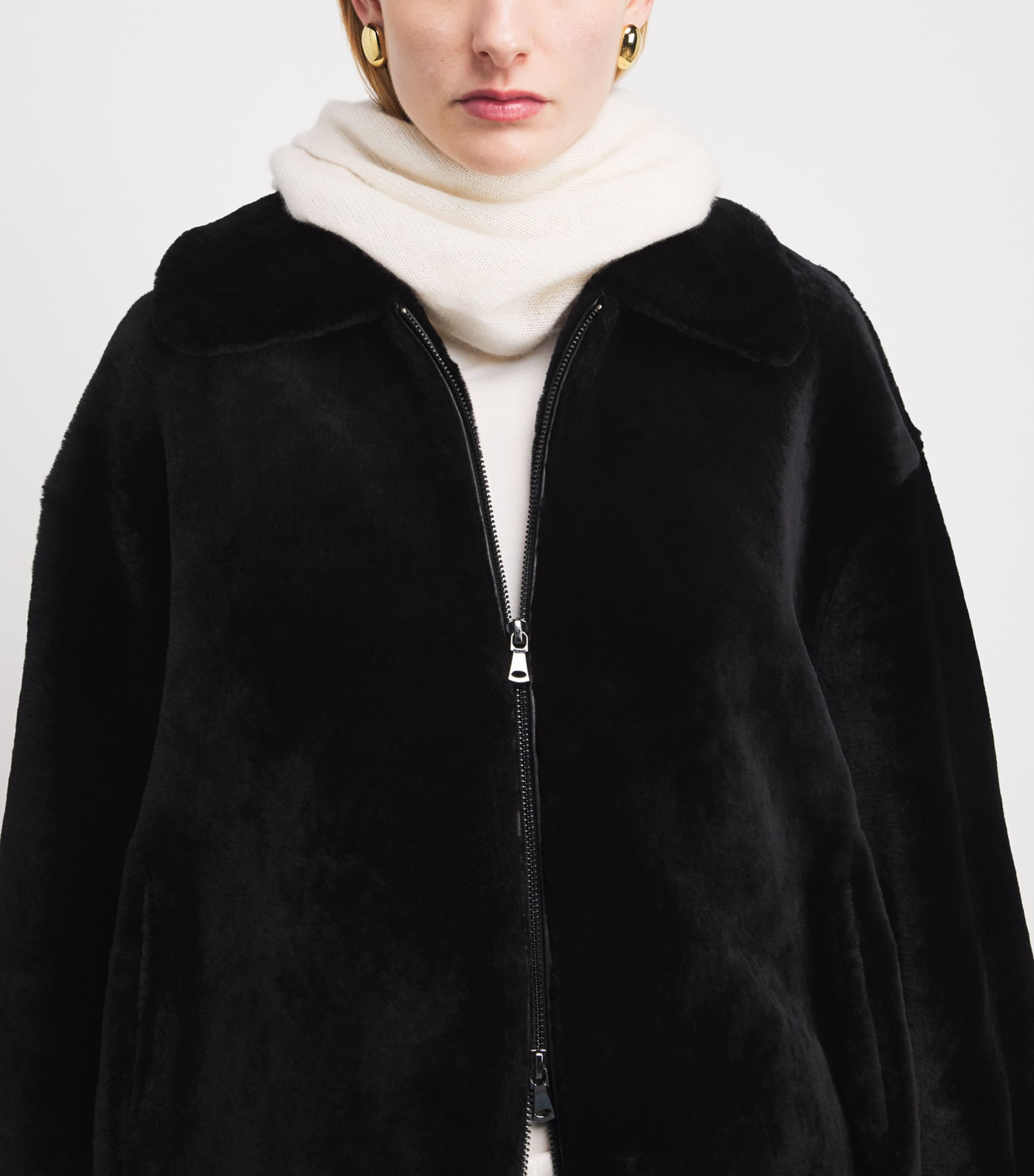 Lambskin Shearling Bomber Jacket NOIR Image 6