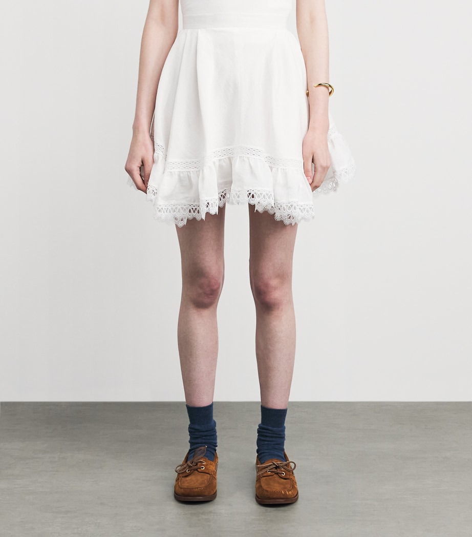 Claudie Pierlot Womens Lace-Trim Mini Skirt Ecru Image 4
