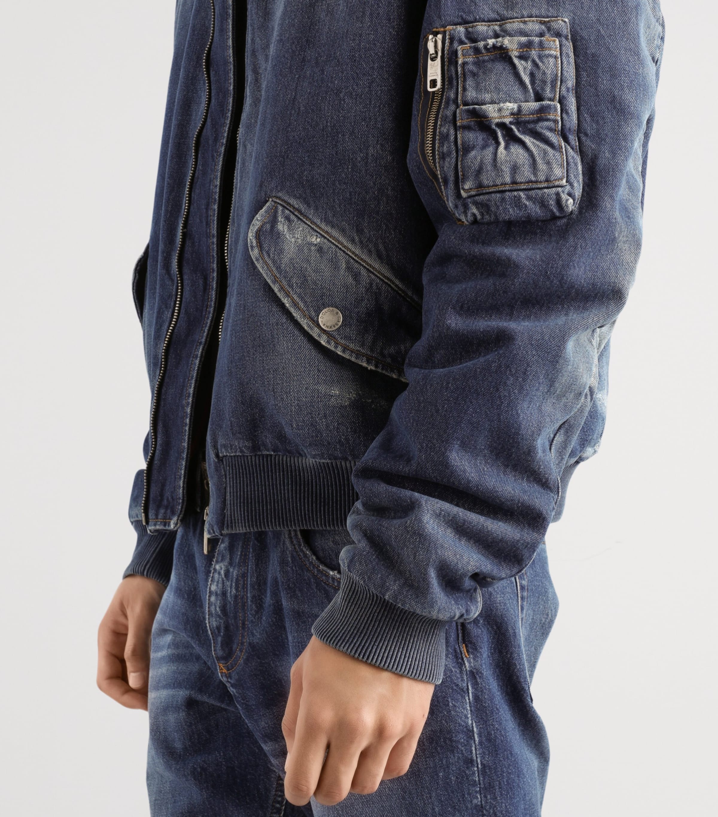 Dolce&Gabbana Mens Denim Bomber Jacket Combined Colo Image 3