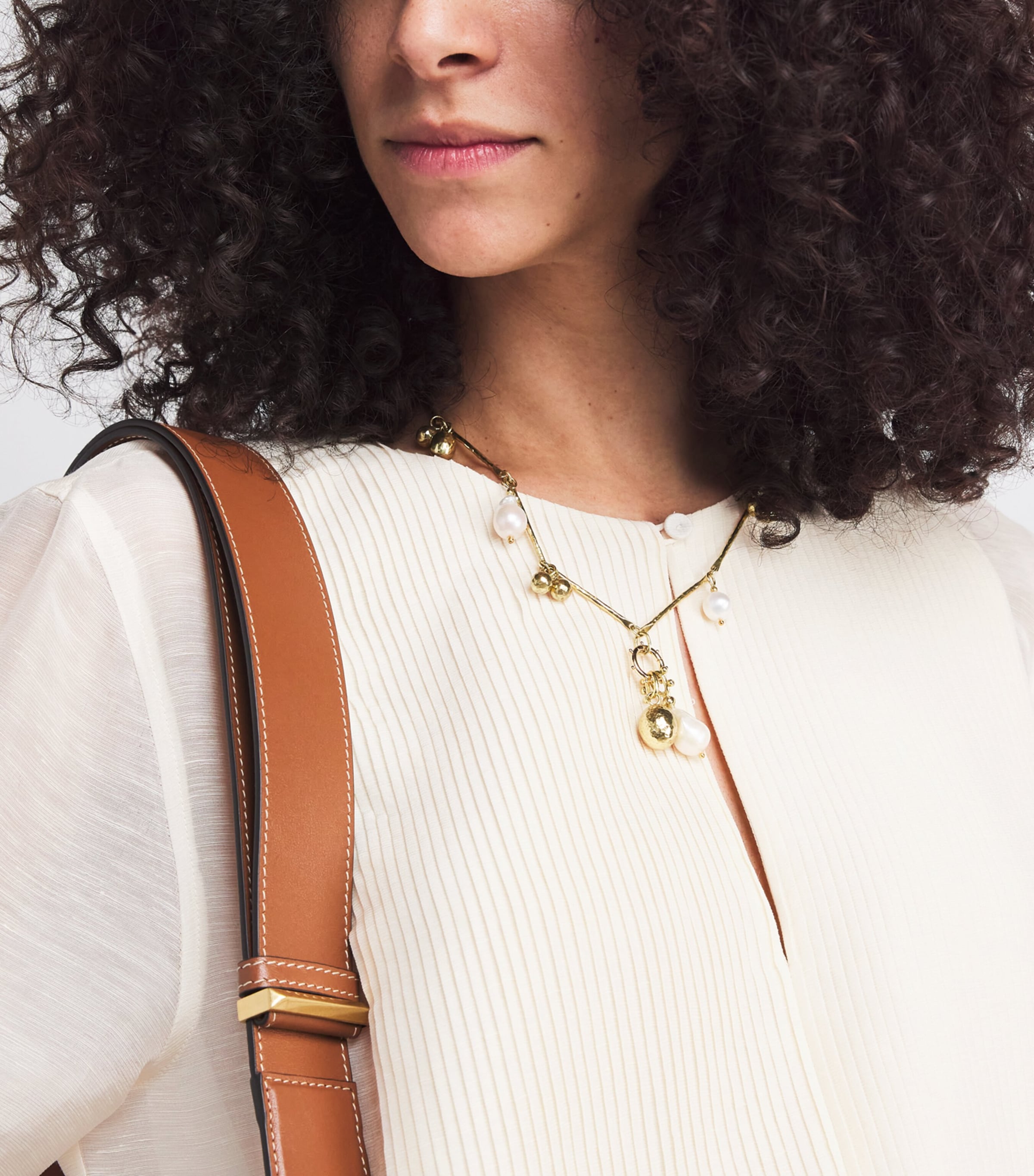 Linen-Silk Pleated Mini Kaftan 106 NEW IVORY Image 5