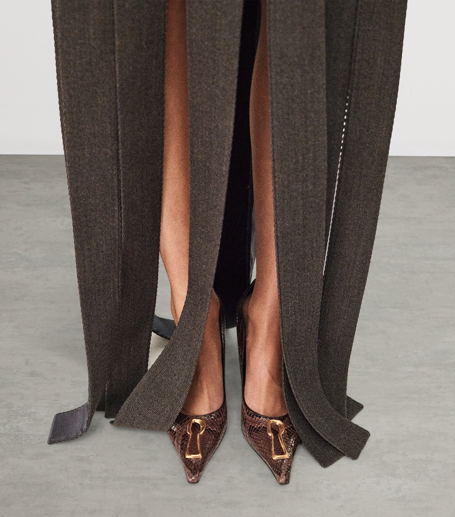 Python Skin Keyhole Pumps 105 800 BROWN Image 2