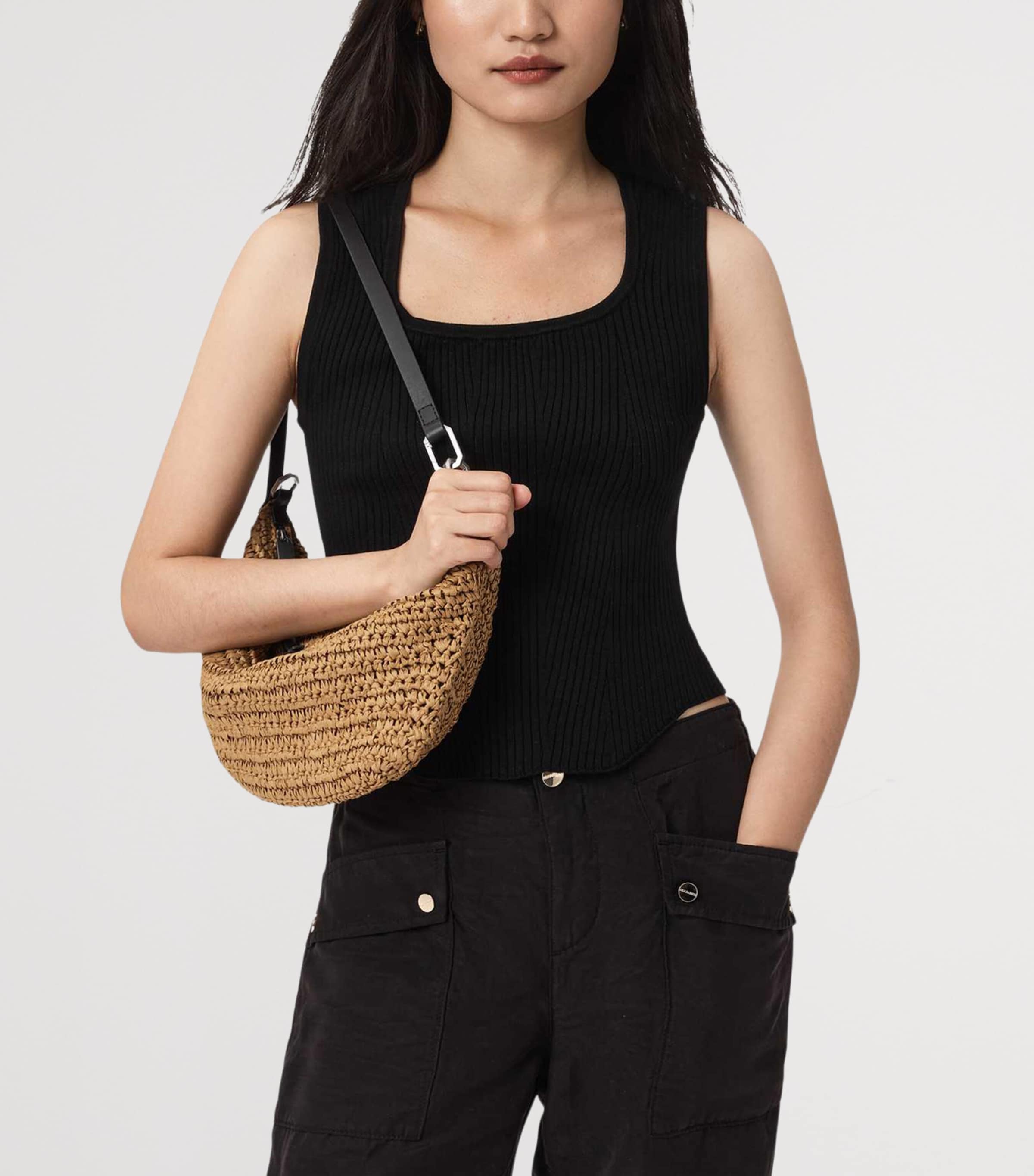 AllSaints Small Paper Luna Shoulder Bag Biscuit Brown Image 2