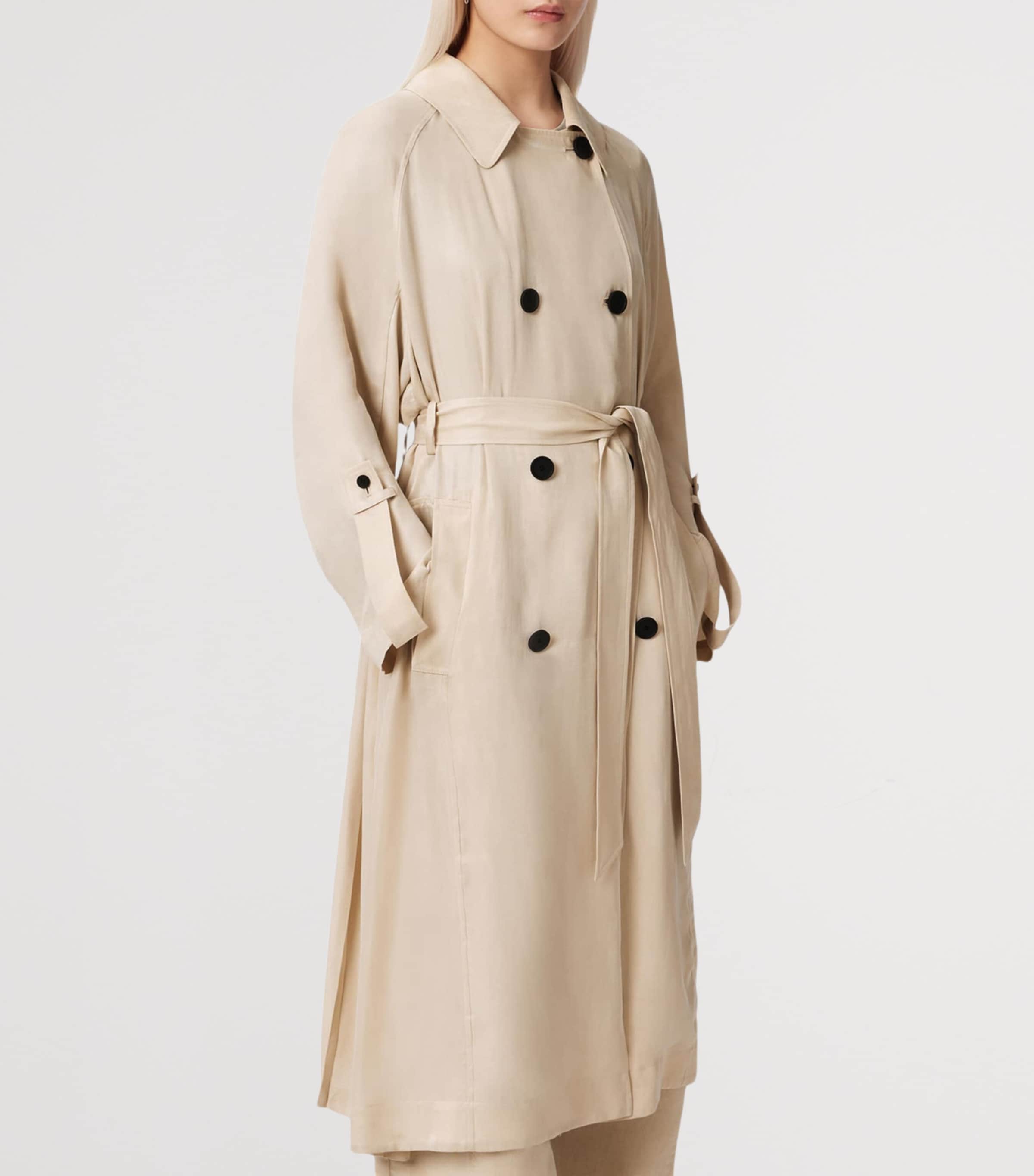 AllSaints Womens Lizie Trench Coat Parchment White Image 3
