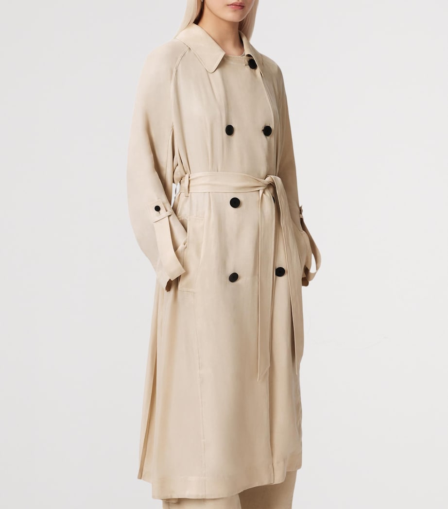 AllSaints Womens Lizie Trench Coat Parchment White Image 3