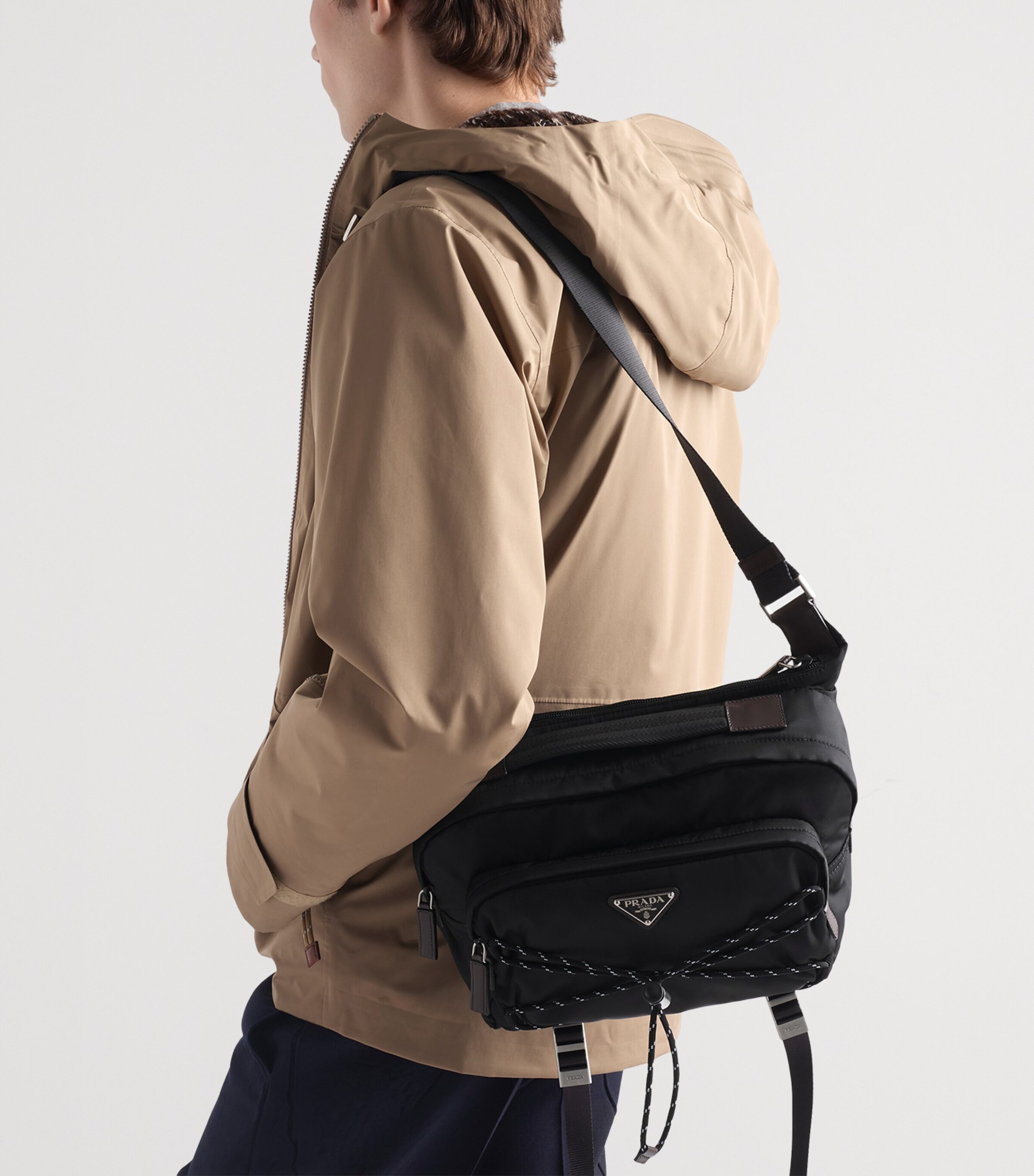 Re-Nylon and Leather Shoulder Bag F0002 Image 9