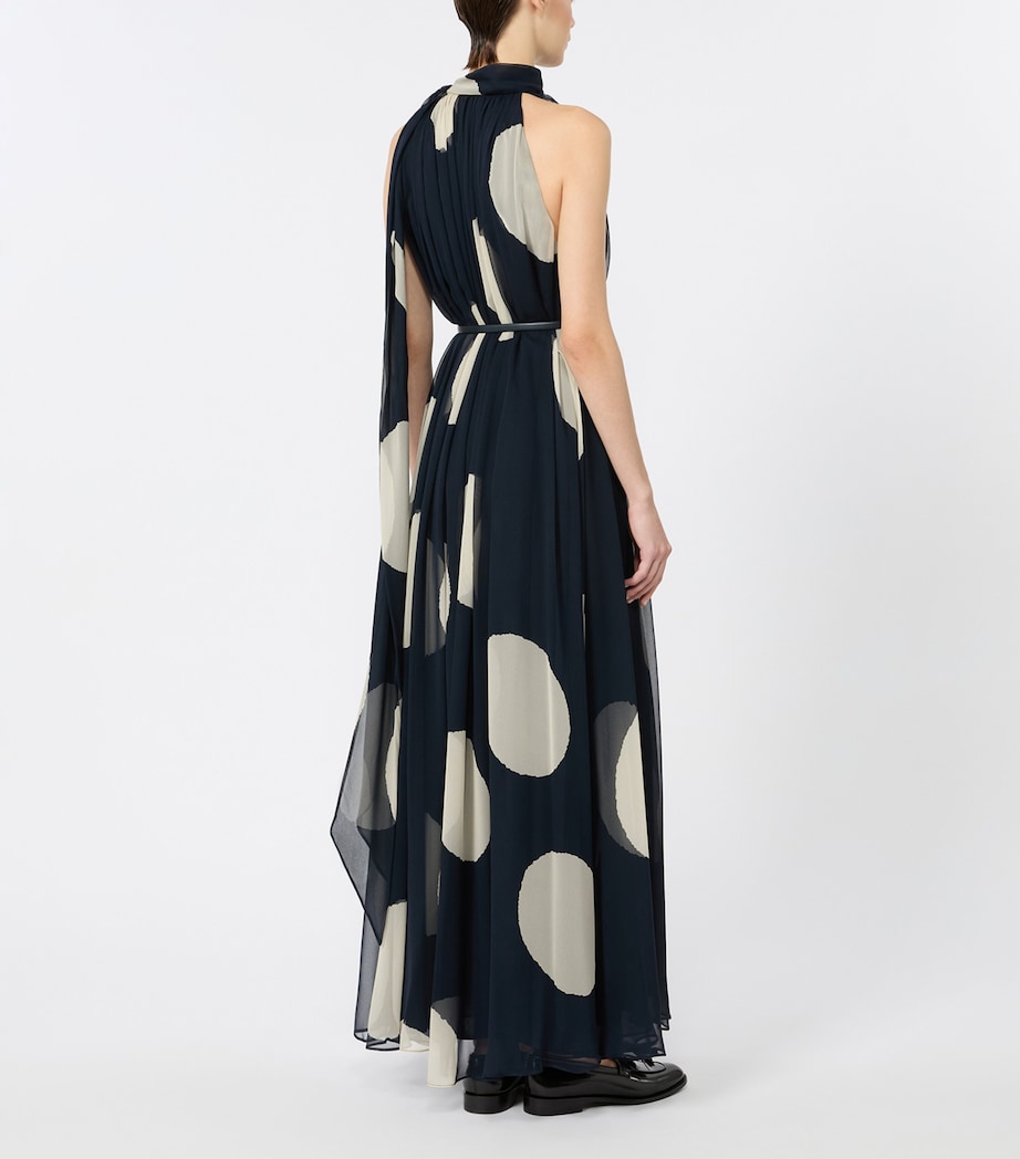 Max Mara Womens Silk Belted Maxi Dress Midnightblue Image 4