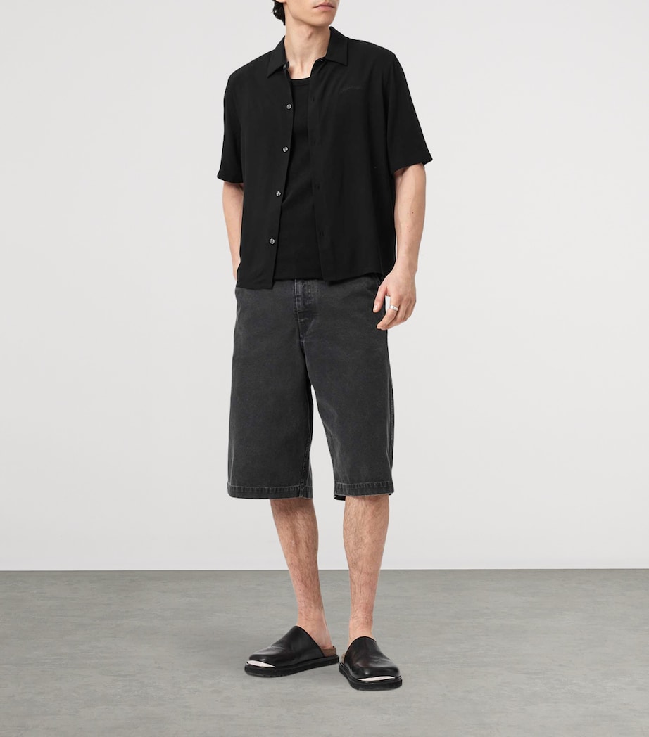 AllSaints Mens Baron Short-Sleeve Shirt Jet Black Image 2