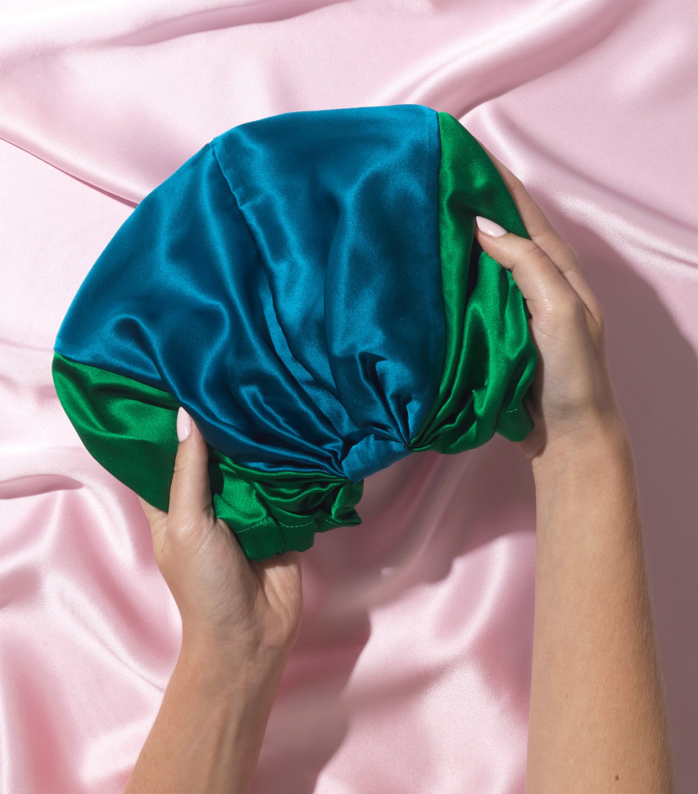 Mulberry Silk Hair Wrap BLUE AND GREEN Image 4