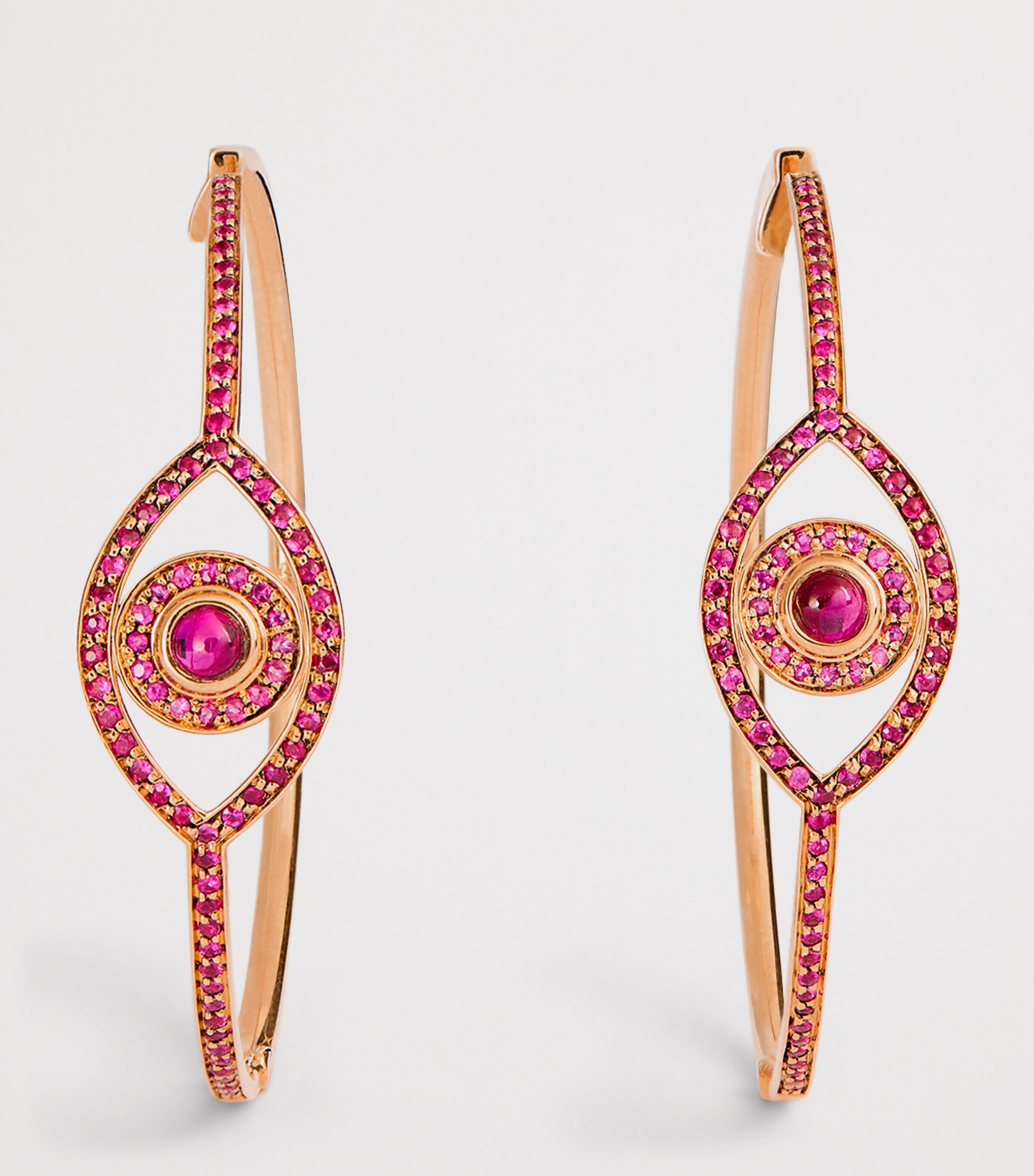 Rose Gold, Ruby and Quartz Protected Hoop Earrings ROSE GOLD Image 3