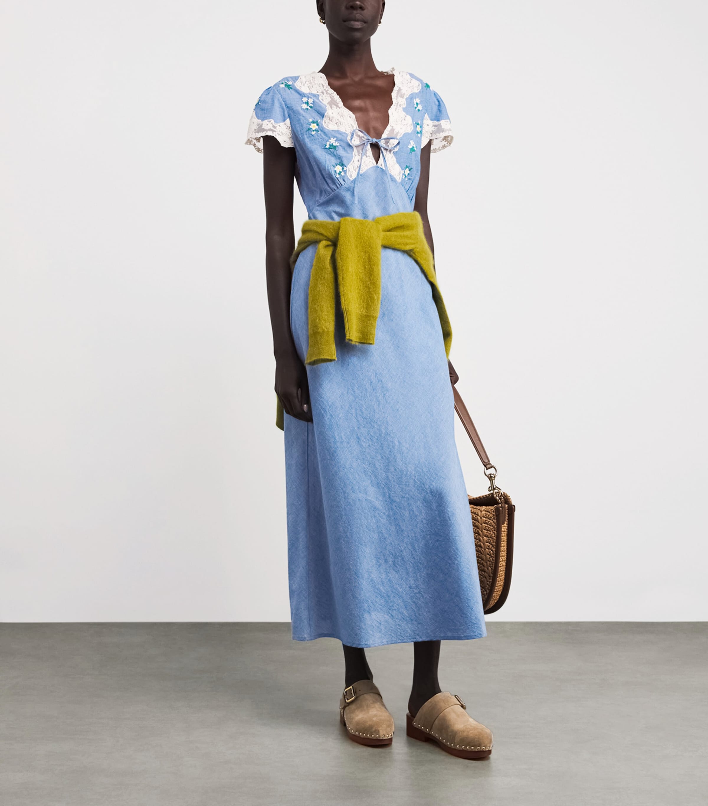 Embroidered Amari Bud Midi Dress BUD EMB BLUE Image 2