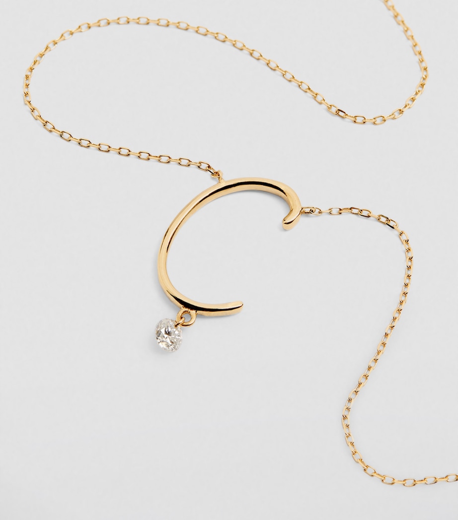 Yellow Gold and Diamond Alphabet Necklace YELLOW GOLD Image 4