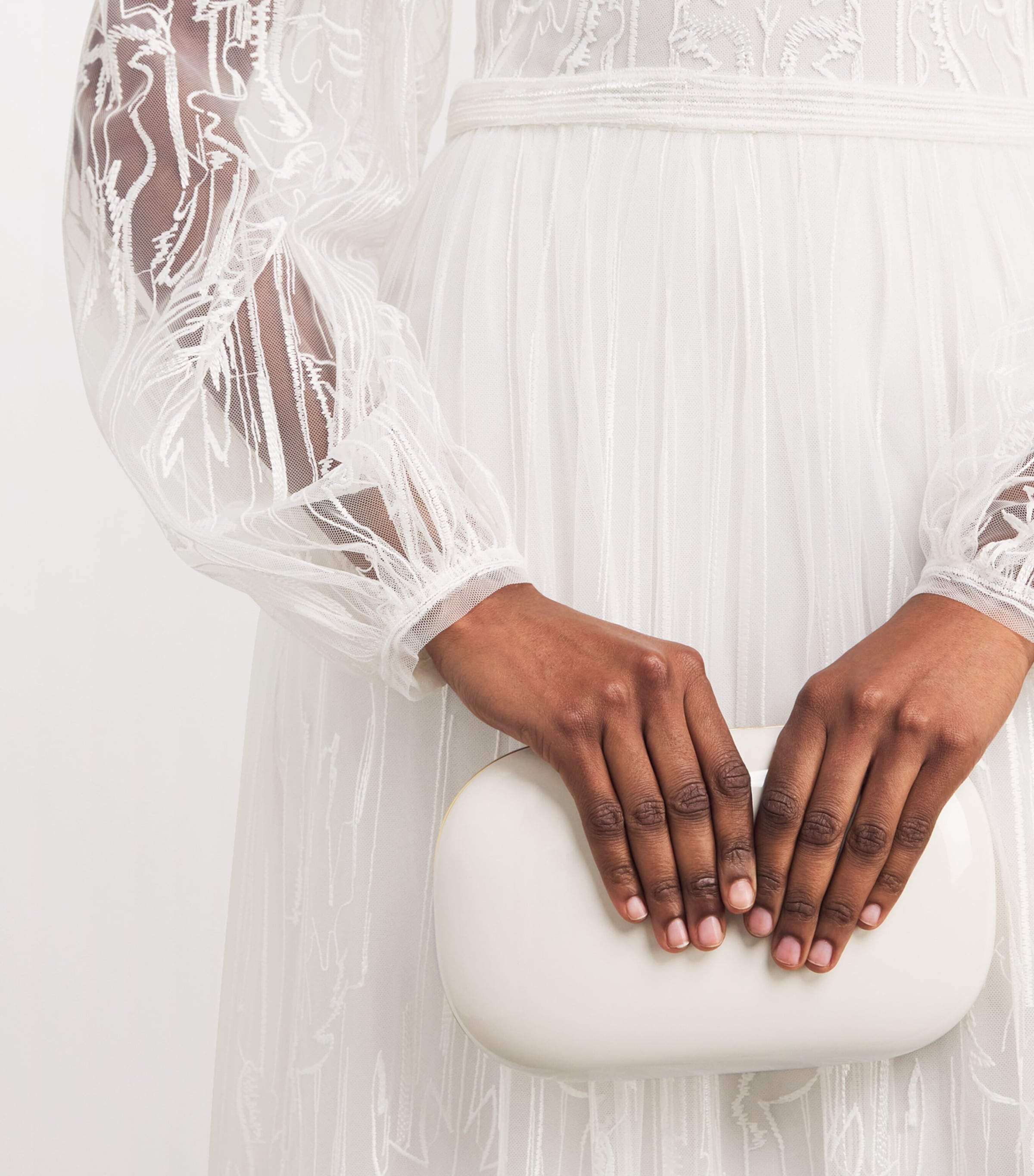 Tulle Embroidered High-Neck Gown 111001 WHTE ALYSSIUM Image 4