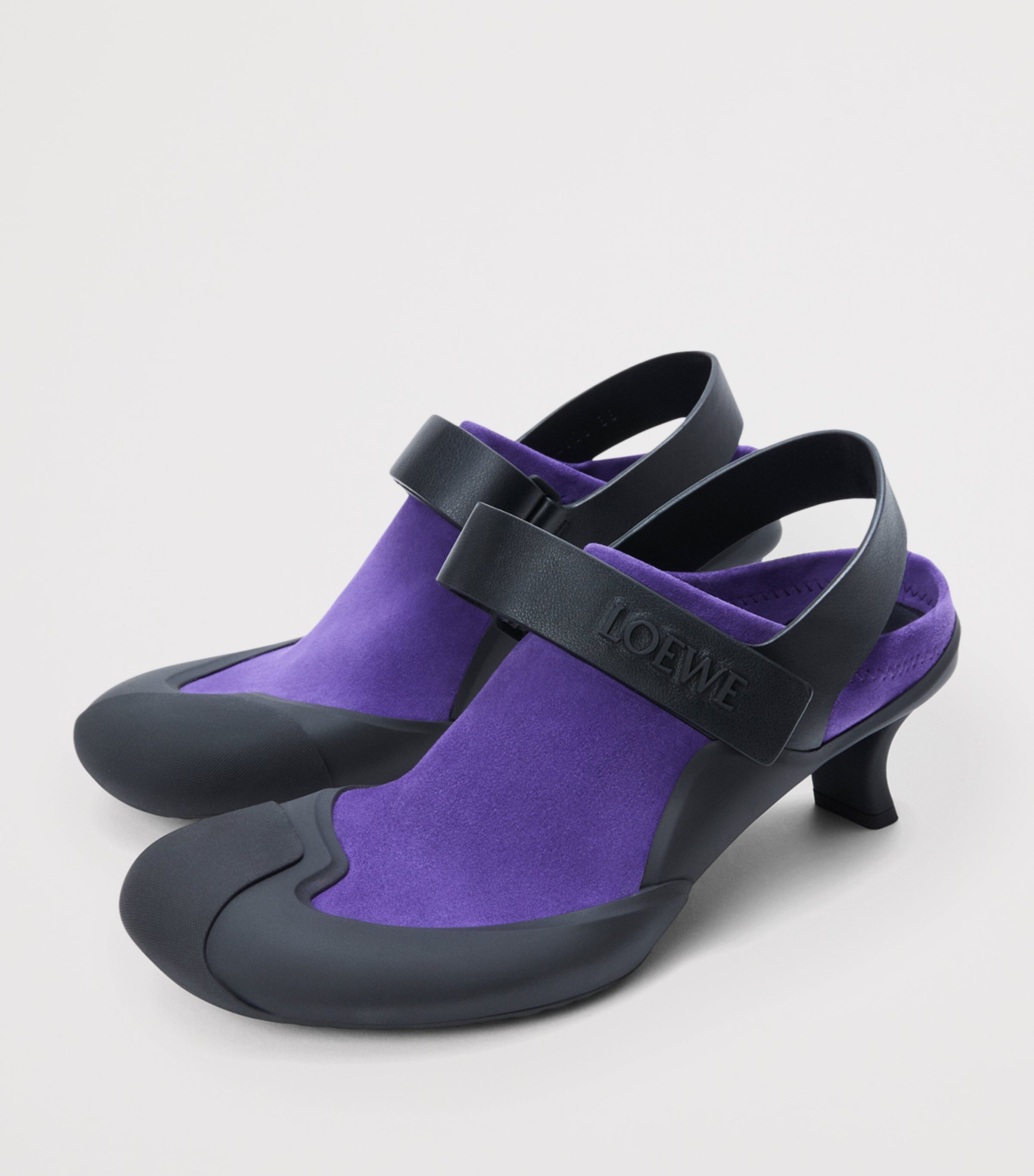 LOEWE Leather Dive Slingback Mules 45  Deep Purple/black Image 3
