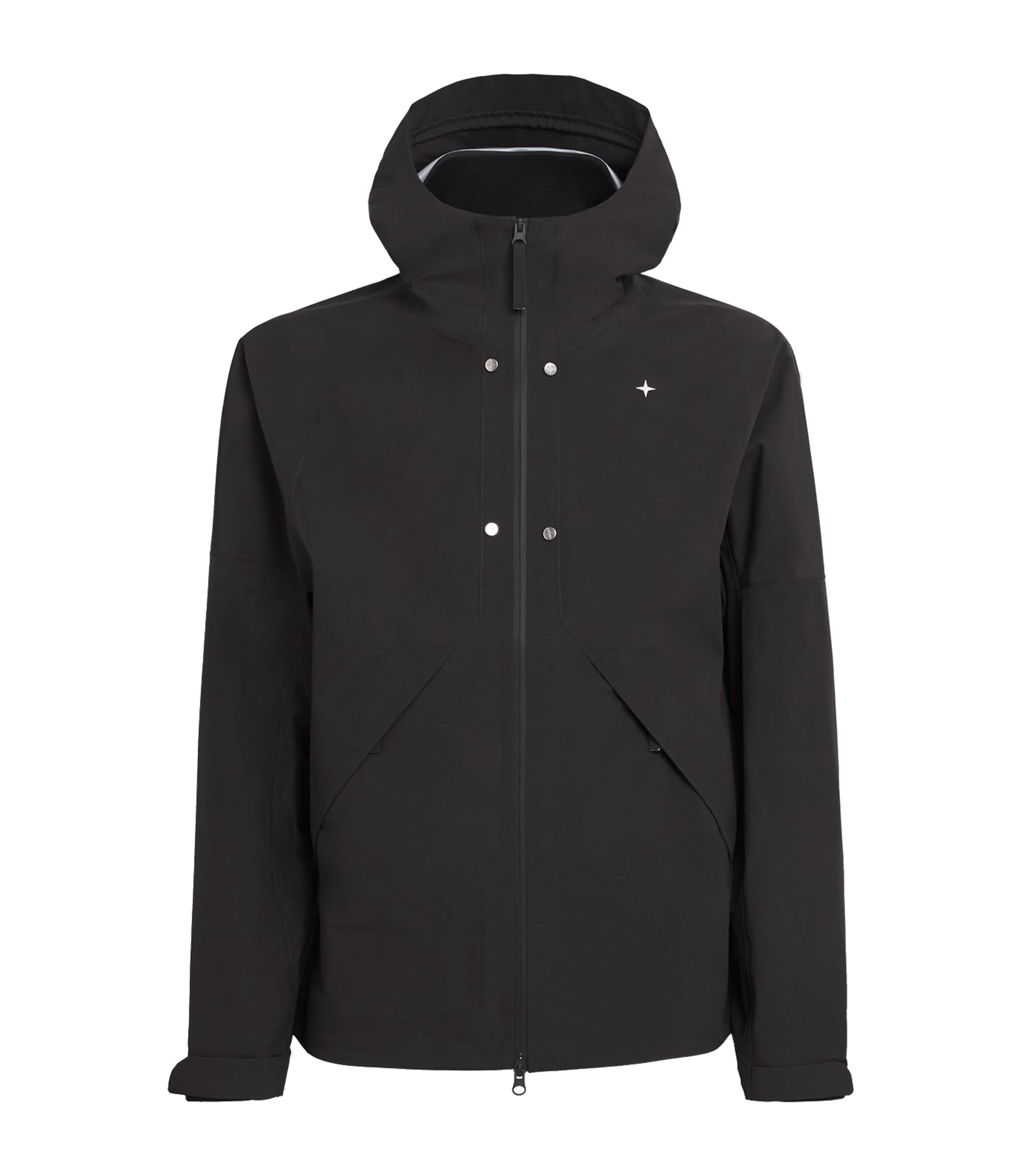 Stone Island Water-resistant Hooded Short Coat In Black