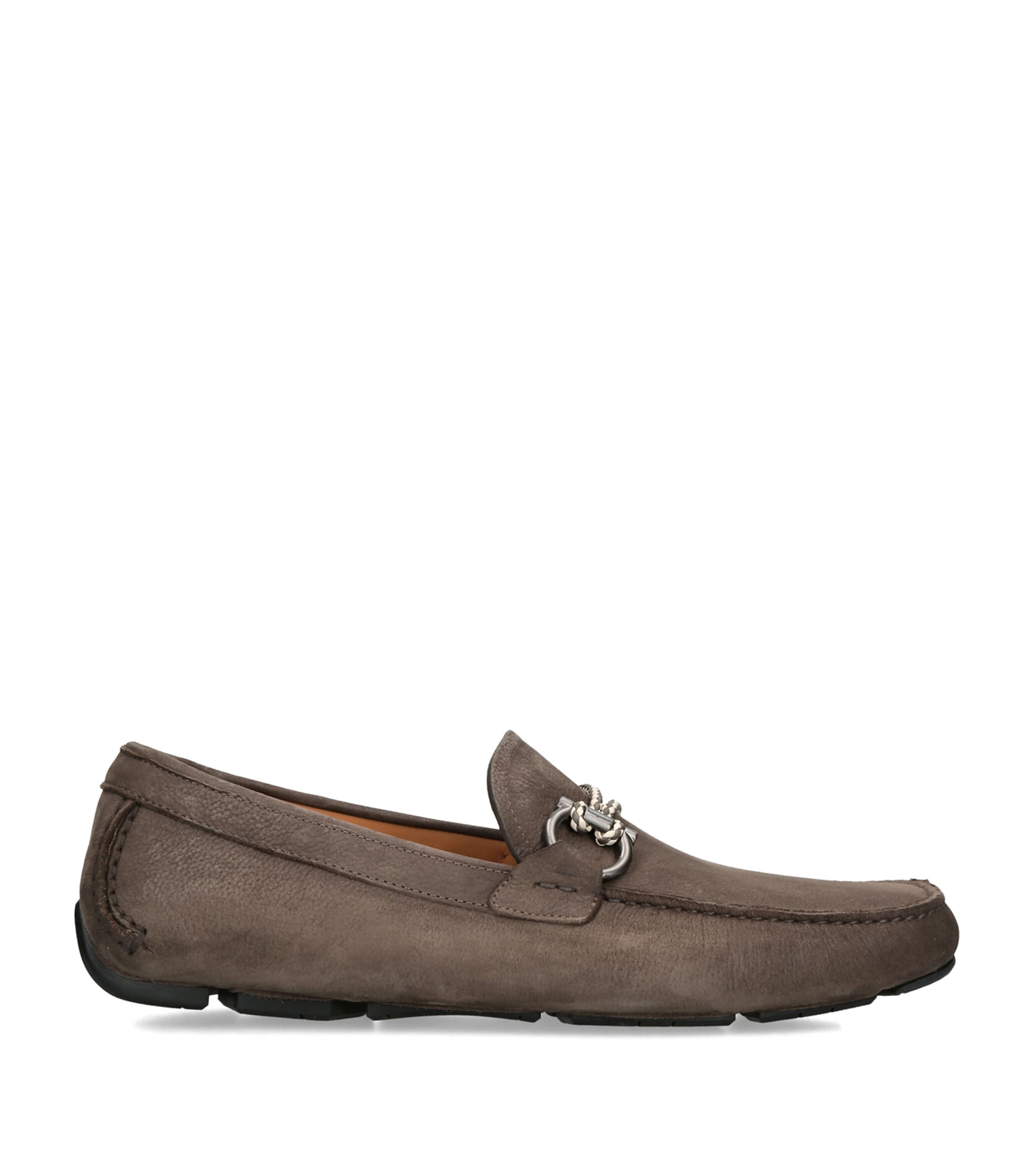 Salvatore Ferragamo Nubuck Leather Driving Shoes Dark Brown Image 1