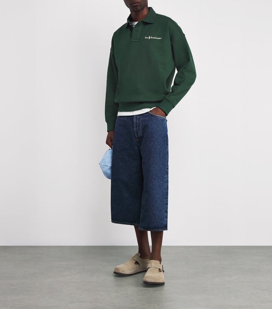 Cotton-Blend Collared Sweatshirt DARK GREEN Image 2