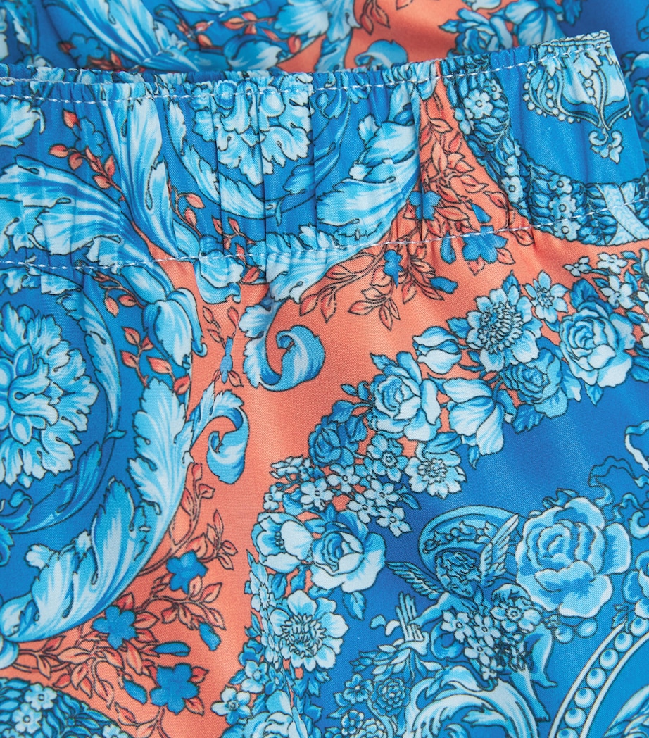 Versace Kids Electric Barocco Print Swim Shorts (12 Months-5 Years) Blu+ap Mlk Image 3