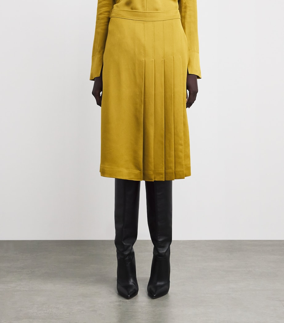 Crepe Jeanne Pleated Mini Skirt AMBER Image 3