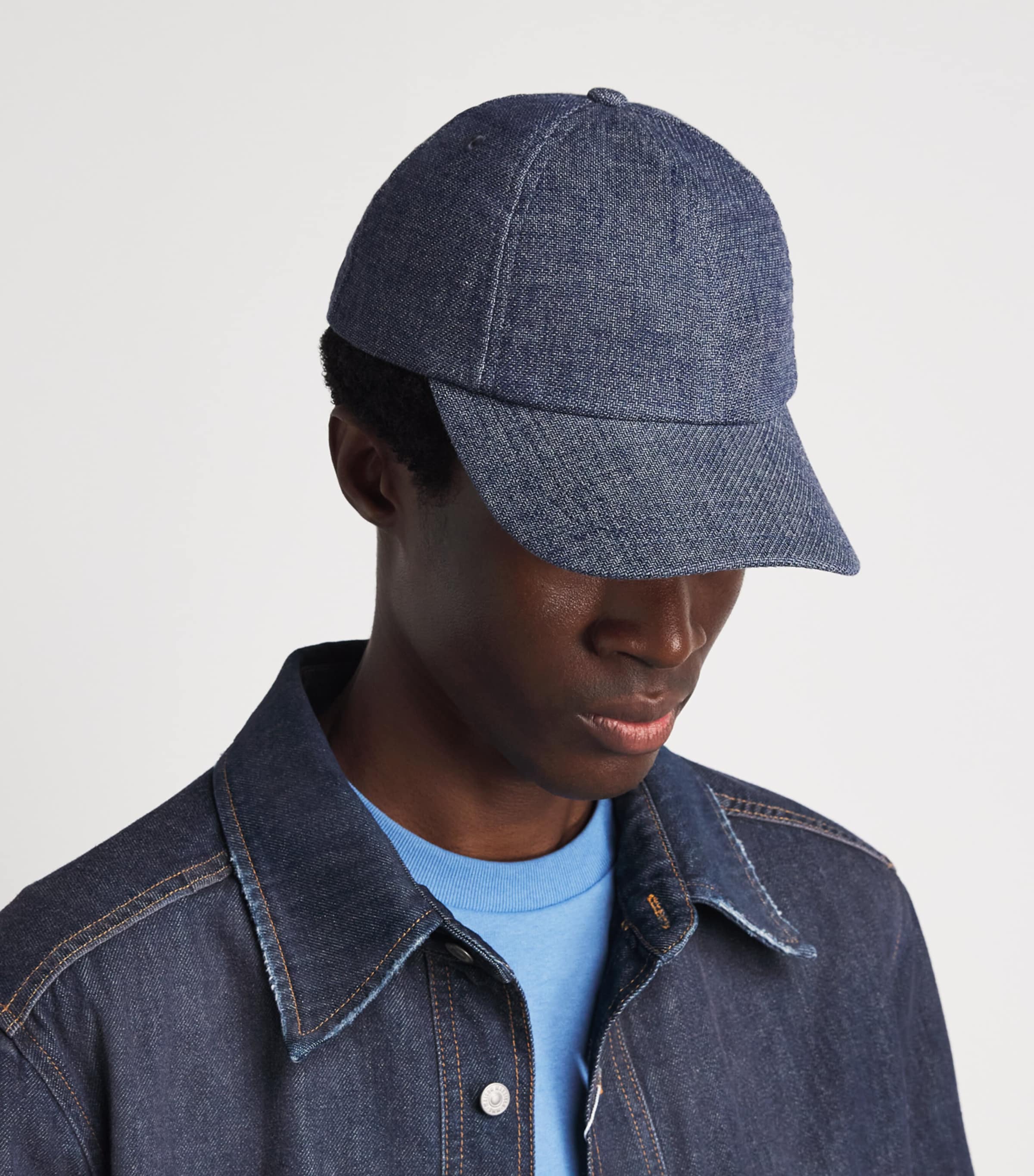 Sunspel Cotton-Linen Twill Cap Buds Denim Blue Image 2
