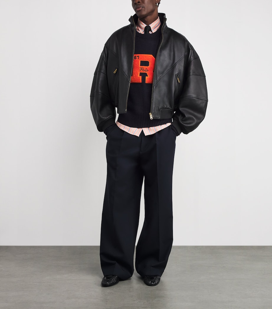 Wool Vintage Fit Letter Sweater BLUE Image 2