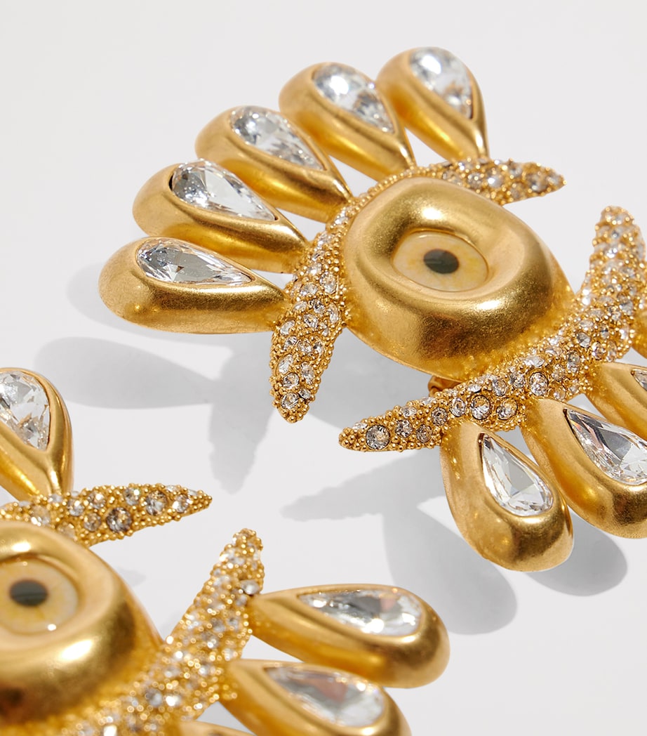 Schiaparelli Embellished Eyelash Drop Earrings Or/multico Image 3