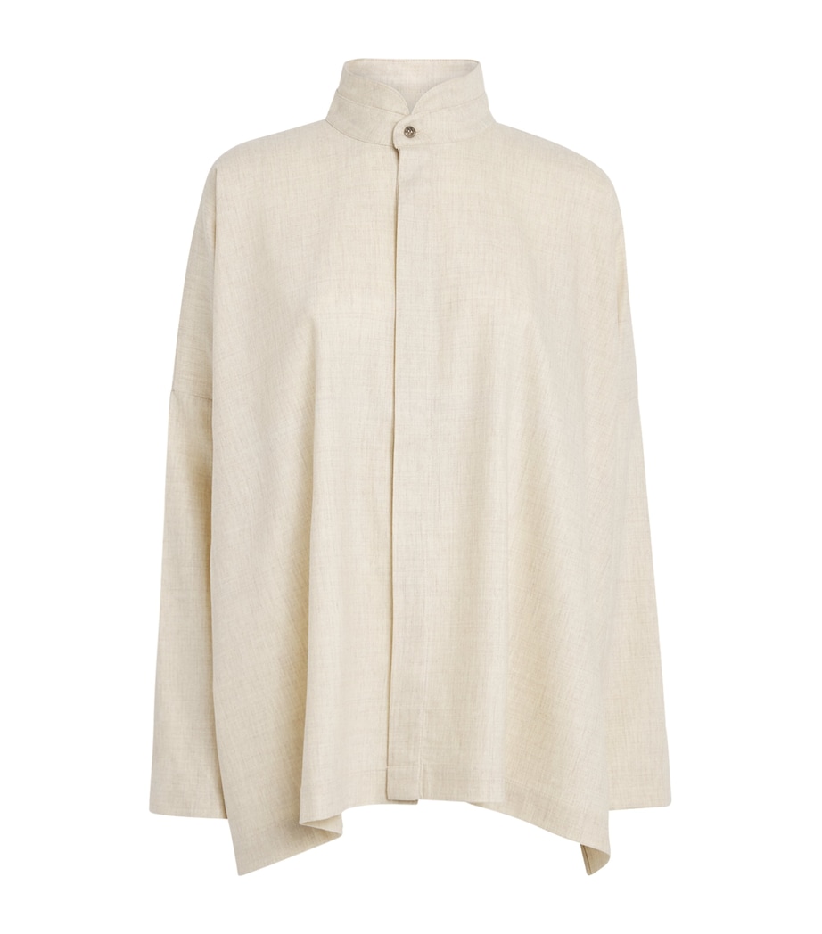 Cashmere-Wool Wide A-Line Shirt UNDYED Image 1
