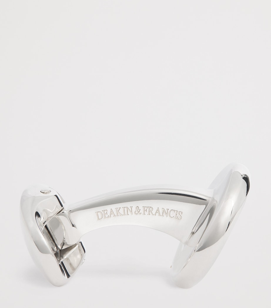 Sterling Silver, Mother-Of-Pearl and Sapphire Round Cufflinks WHITE Image 4