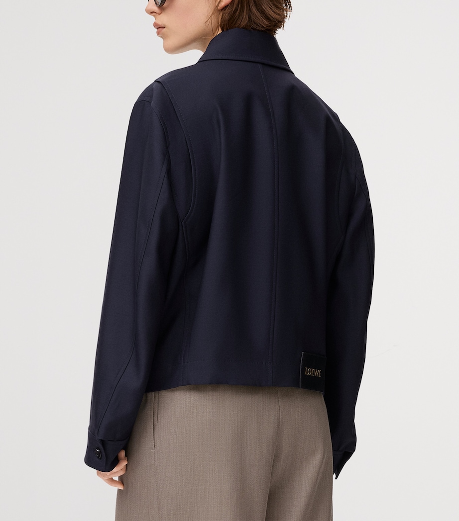 Wool-Silk Buckled Shirt Jacket NAVY BLUE Image 4