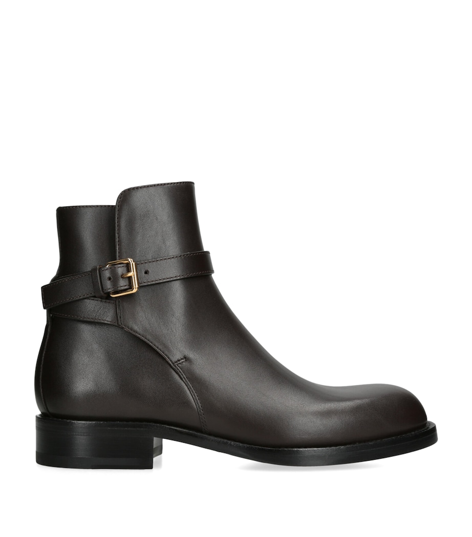 The Row Nobilis Leather Ankle Boots Dark Brown Image 1