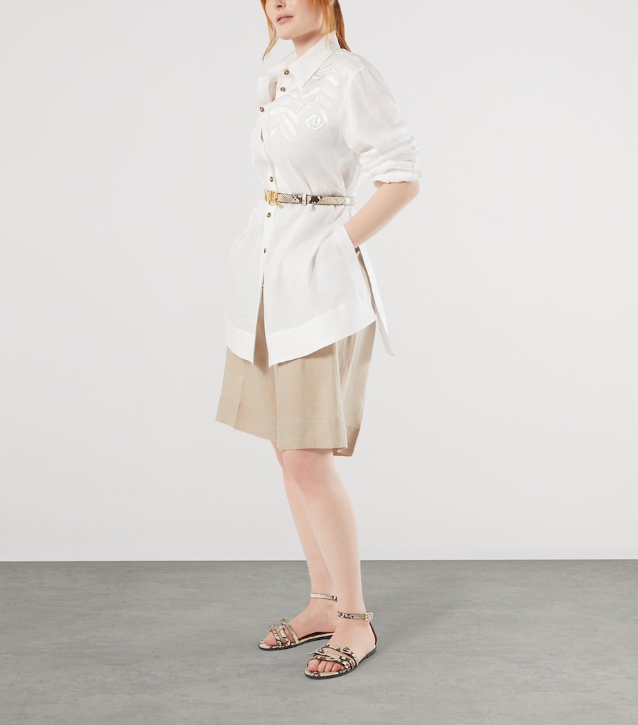 Marina Rinaldi Womens Linen Embroidered Longline Shirt Optical White Image 2