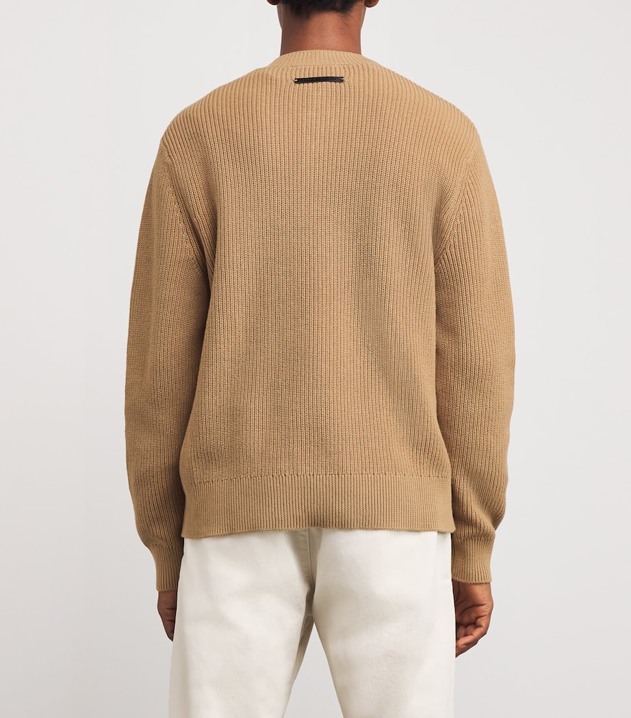 Cotton Henley Sweatshirt BEIGE Image 4