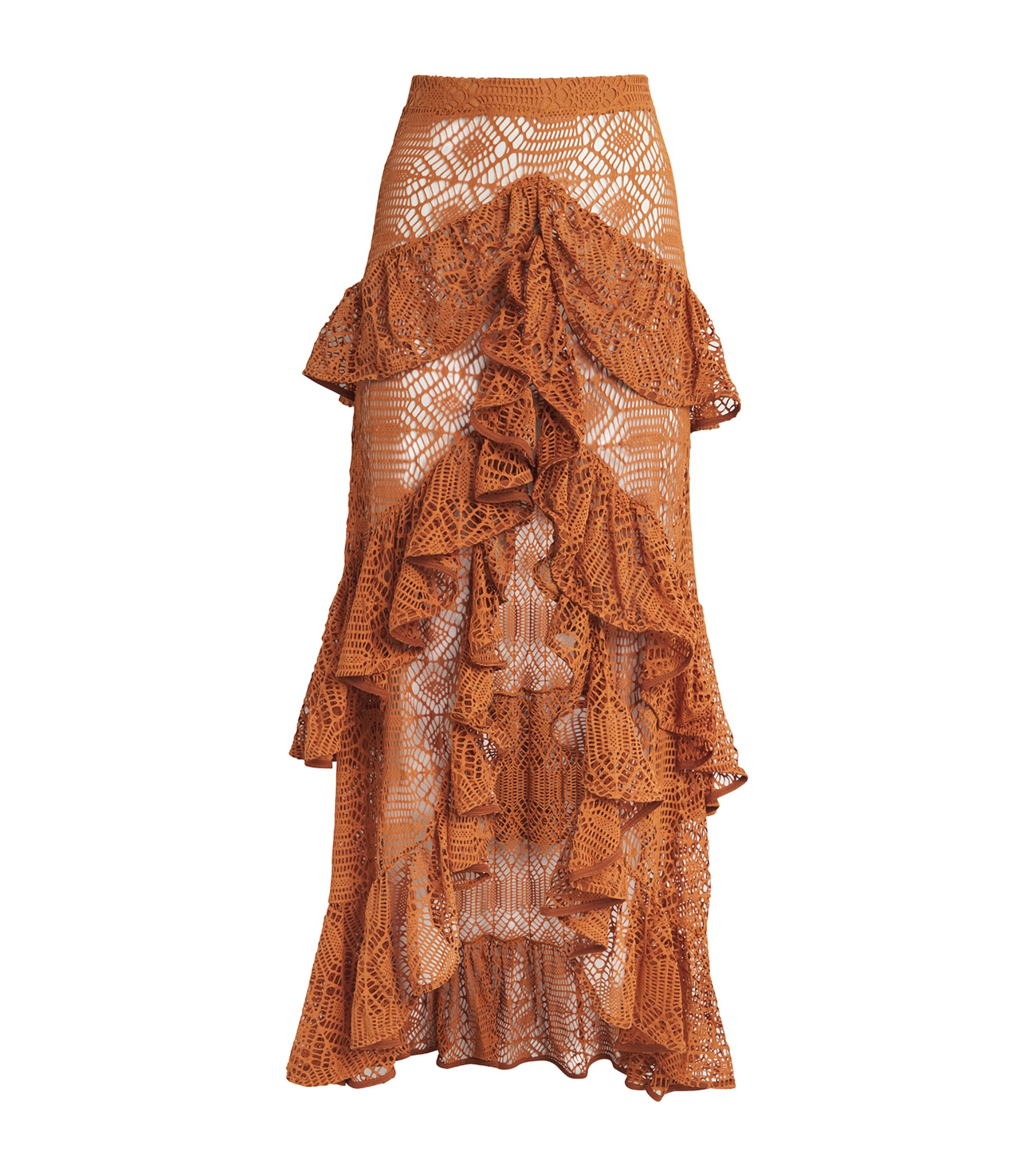 PatBO Womens Pine Lace Maxi Skirt Brown Image 1