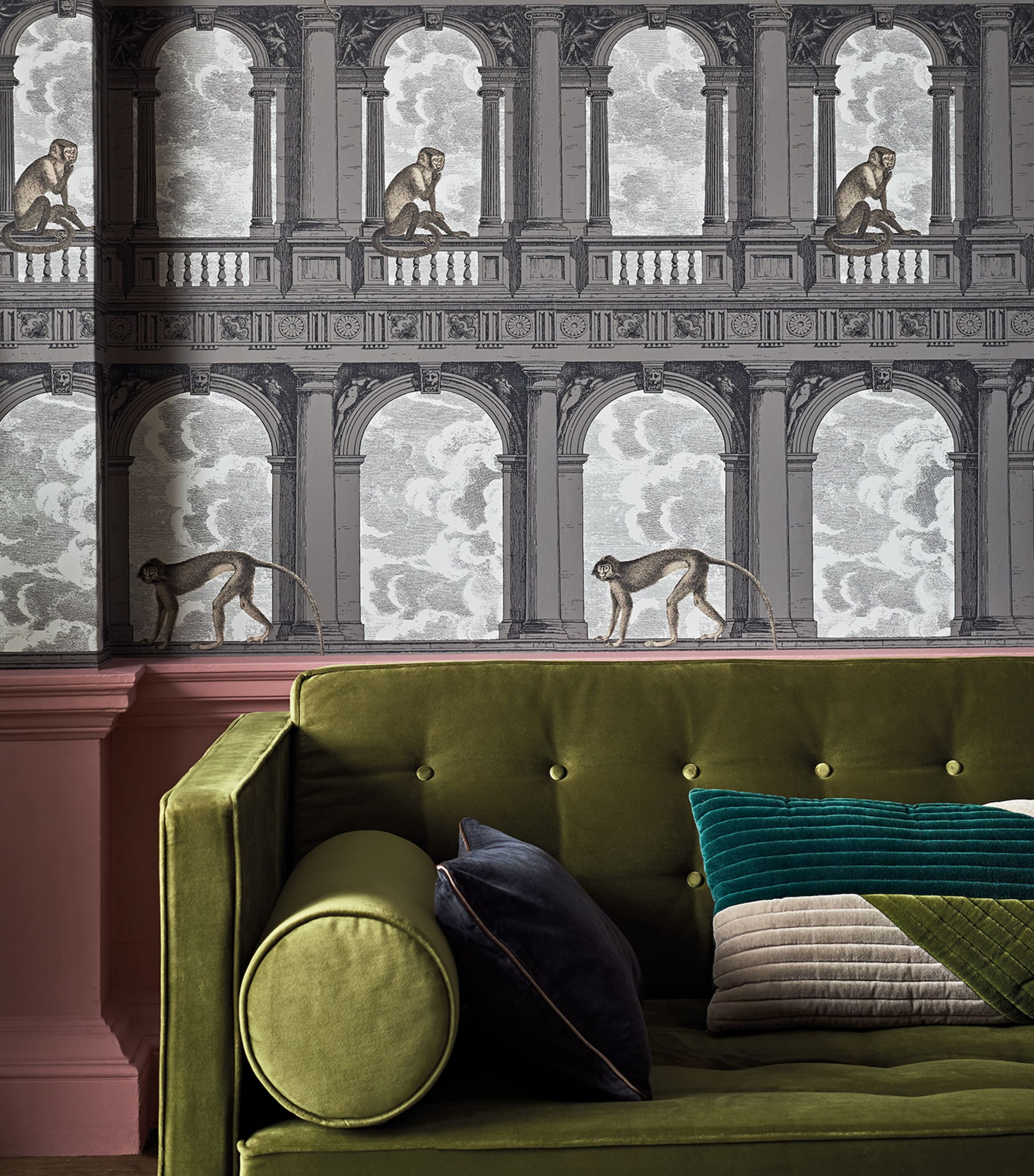 x Fornasetti Procuratie con Vista Wallpaper Roll SOOT & SNOW Image 3