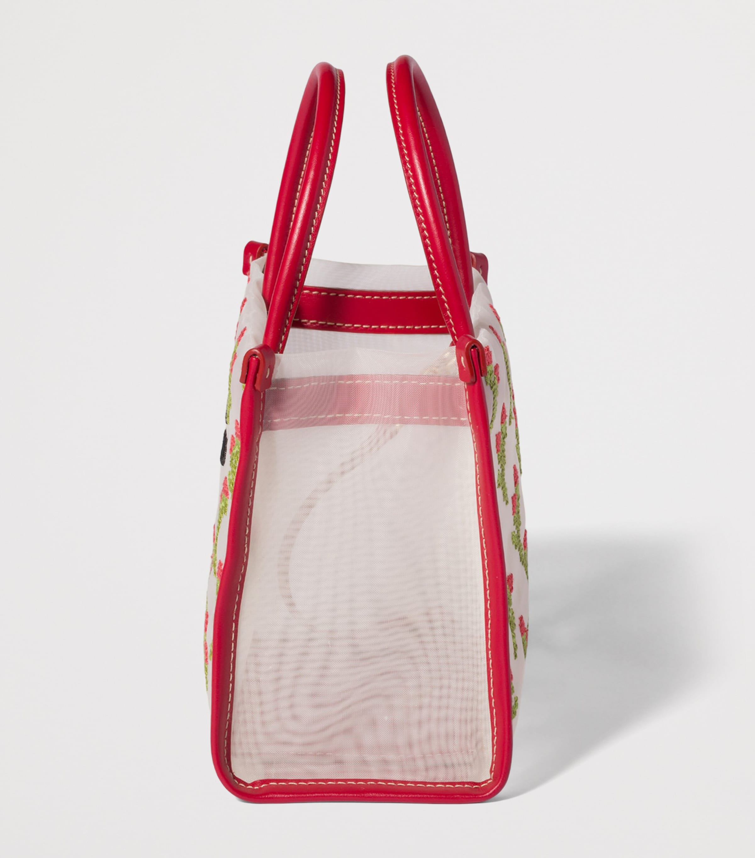 Miu Miu Embroidered Mesh Top-Handle Bag Red Image 4
