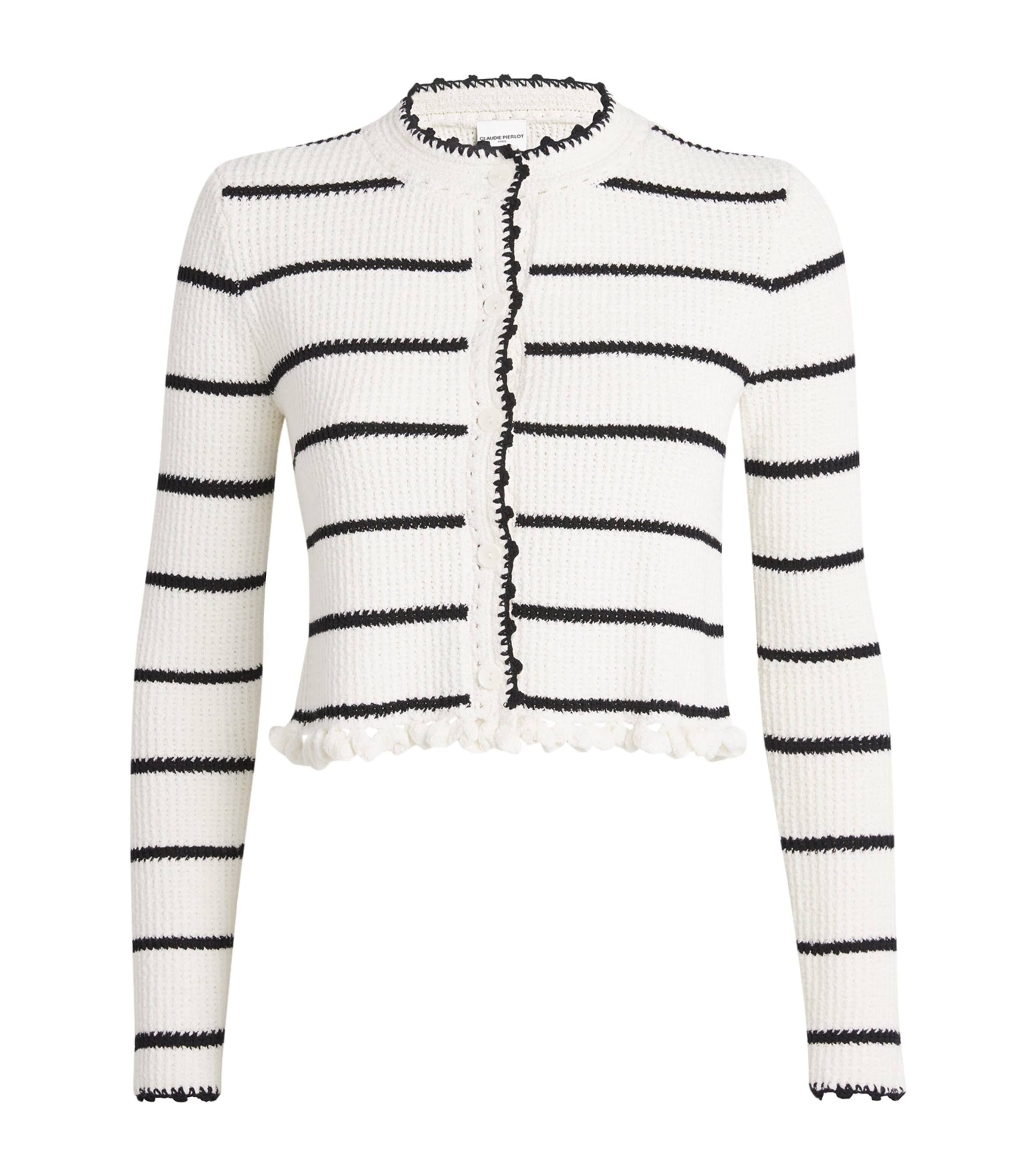 Claudie Pierlot Cotton-blend Striped Cardigan