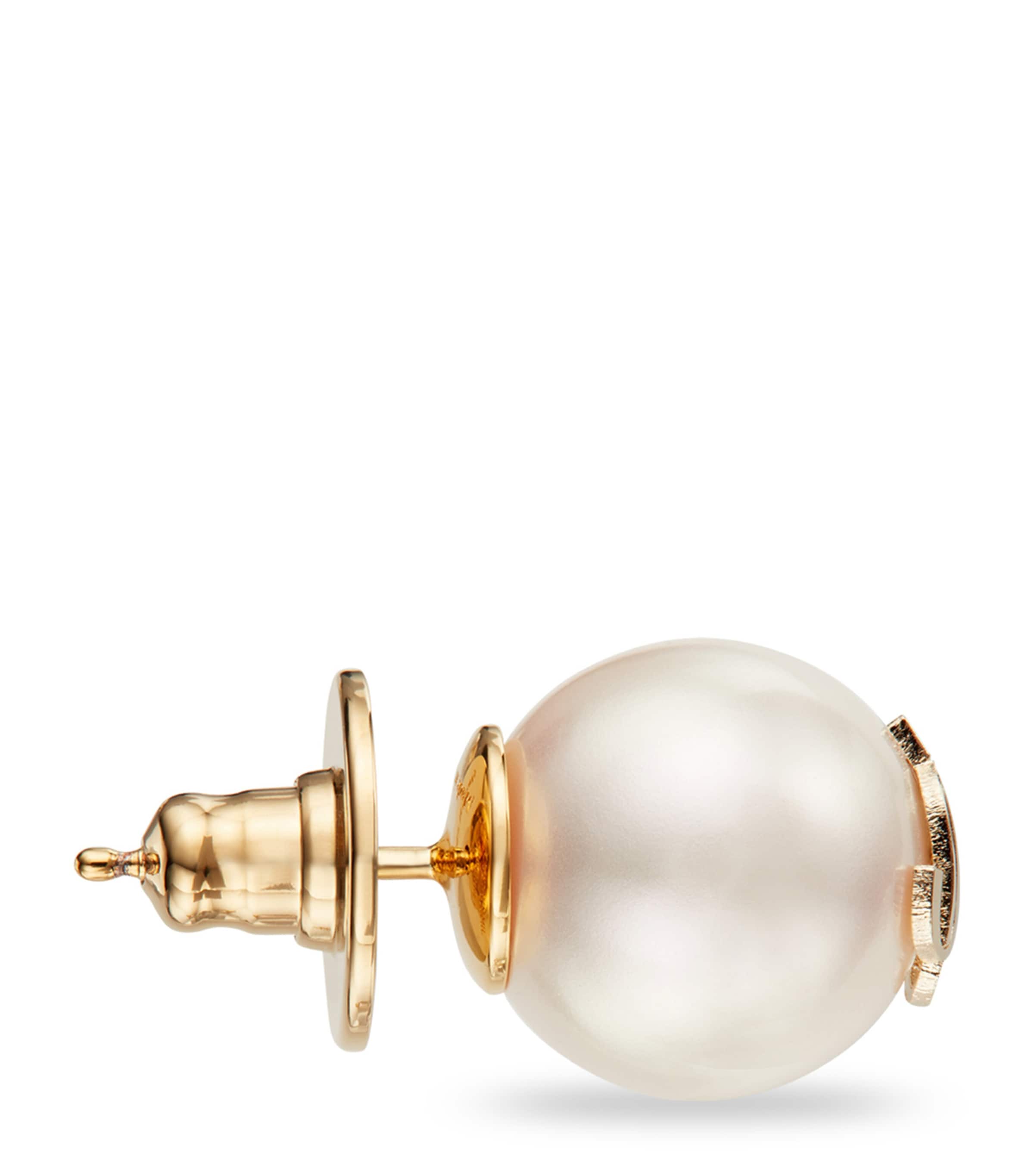 JC Logo Stud Earrings GOLD/WHITE Image 3